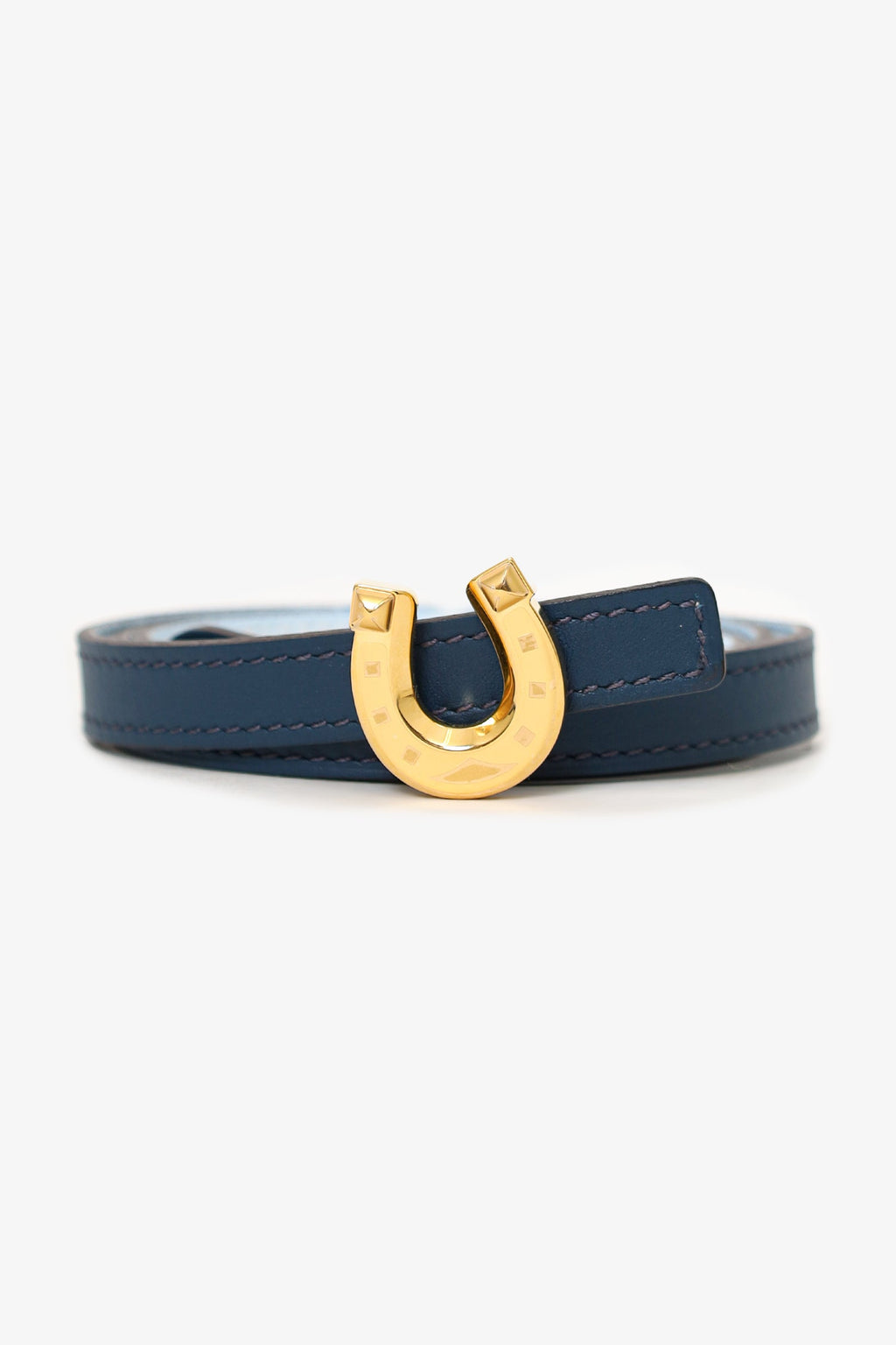 Hermès Navy/Blue Togo/Swift Reversible 13MM Horseshoe Buckle Belt
