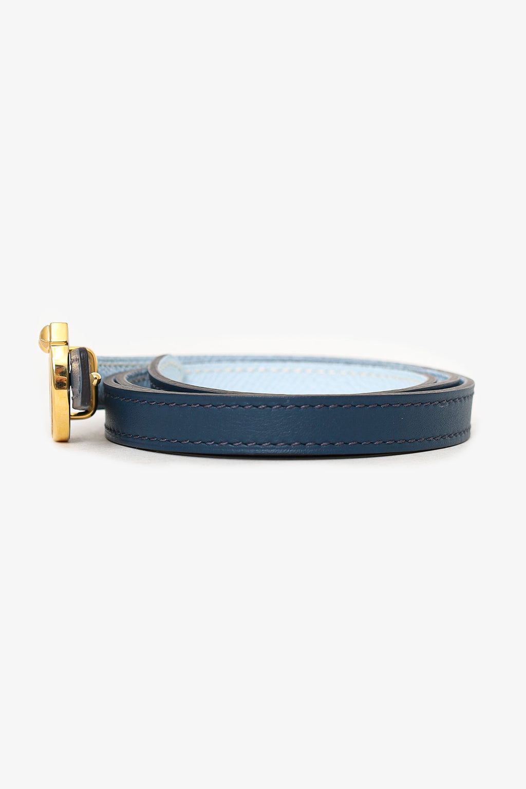 Hermès Navy/Blue Togo/Swift Reversible 13MM Horseshoe Buckle Belt