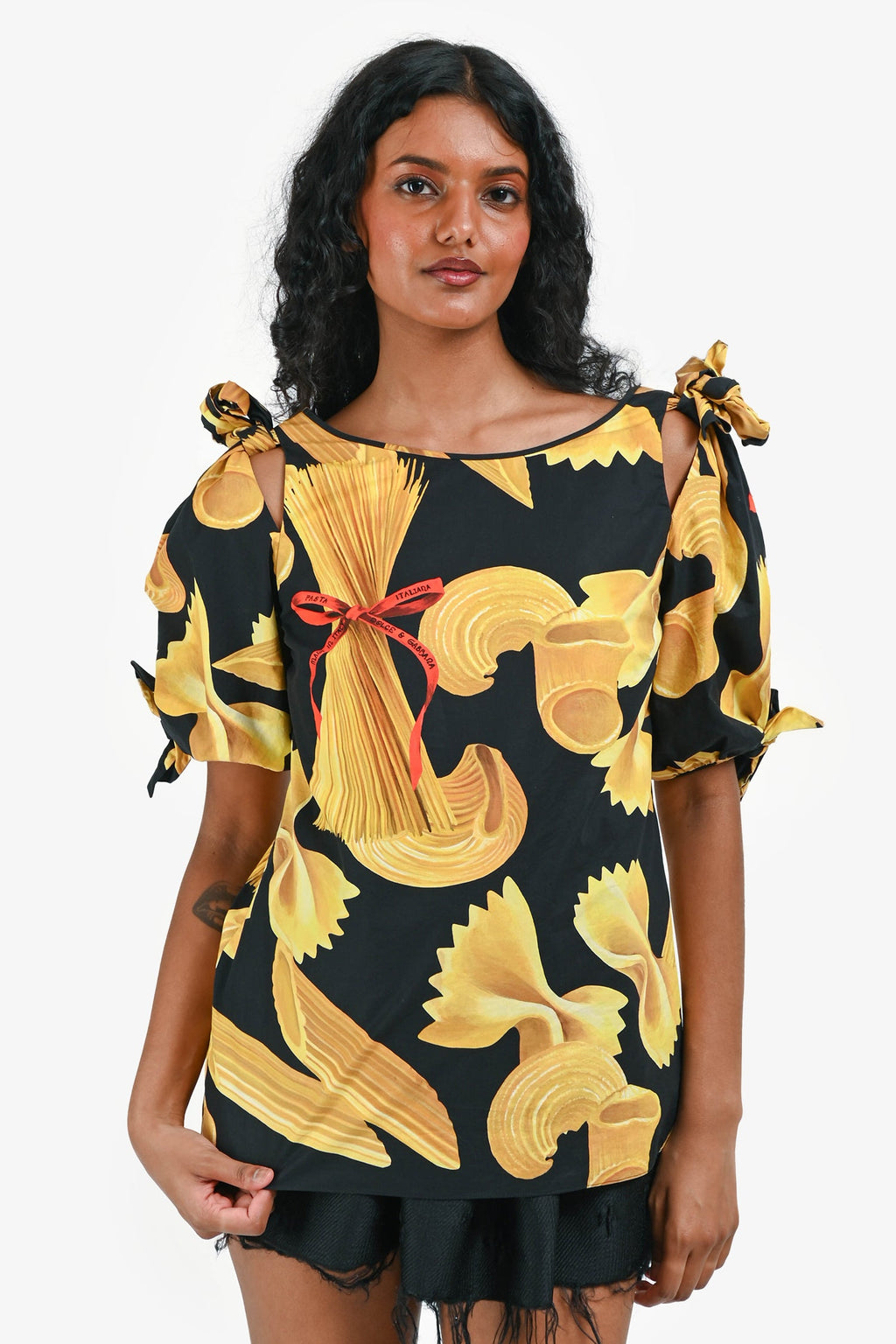 Dolce & Gabbana Black/Gold 'Pasta' Blouse Size 40