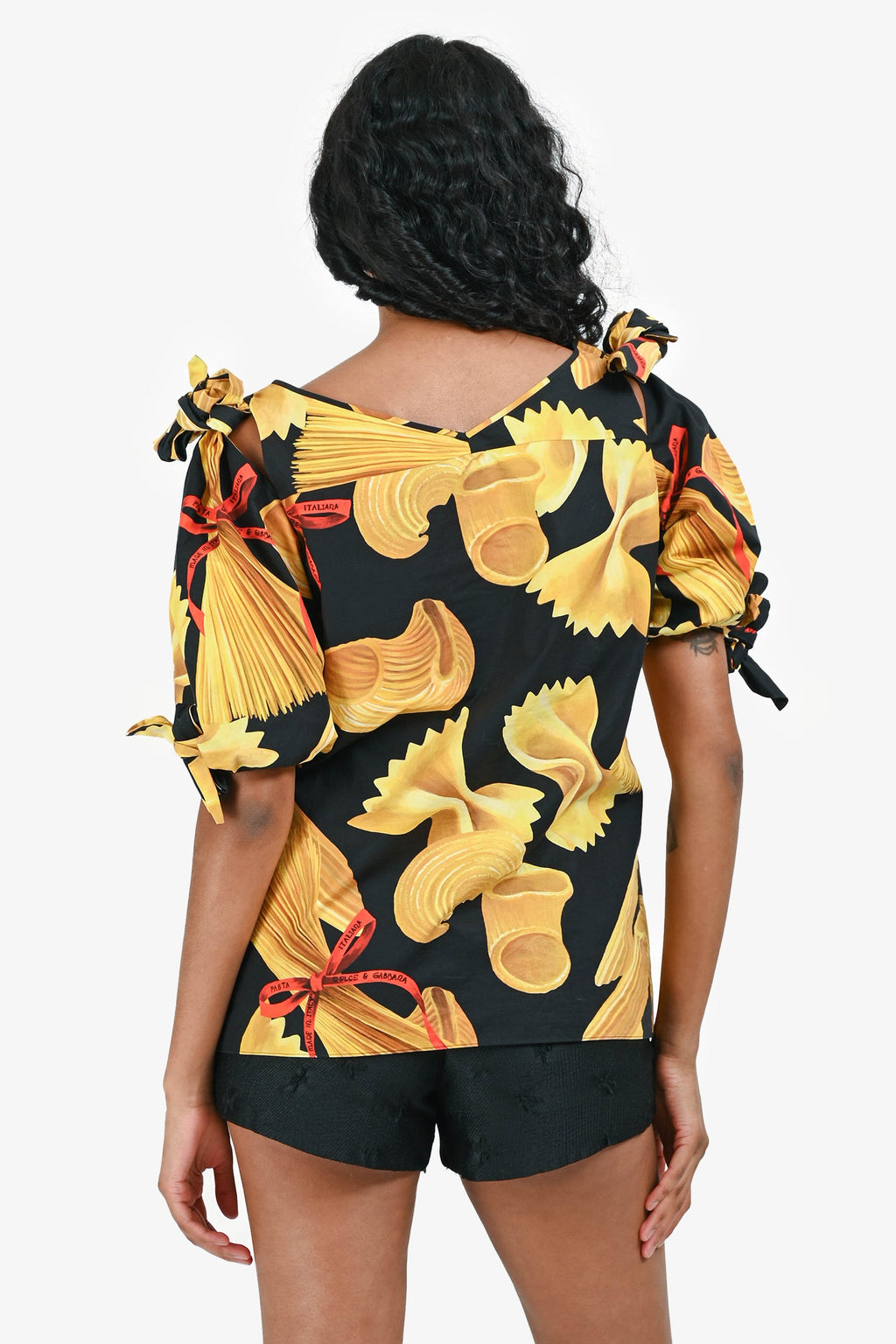 Dolce & Gabbana Black/Gold 'Pasta' Blouse Size 40