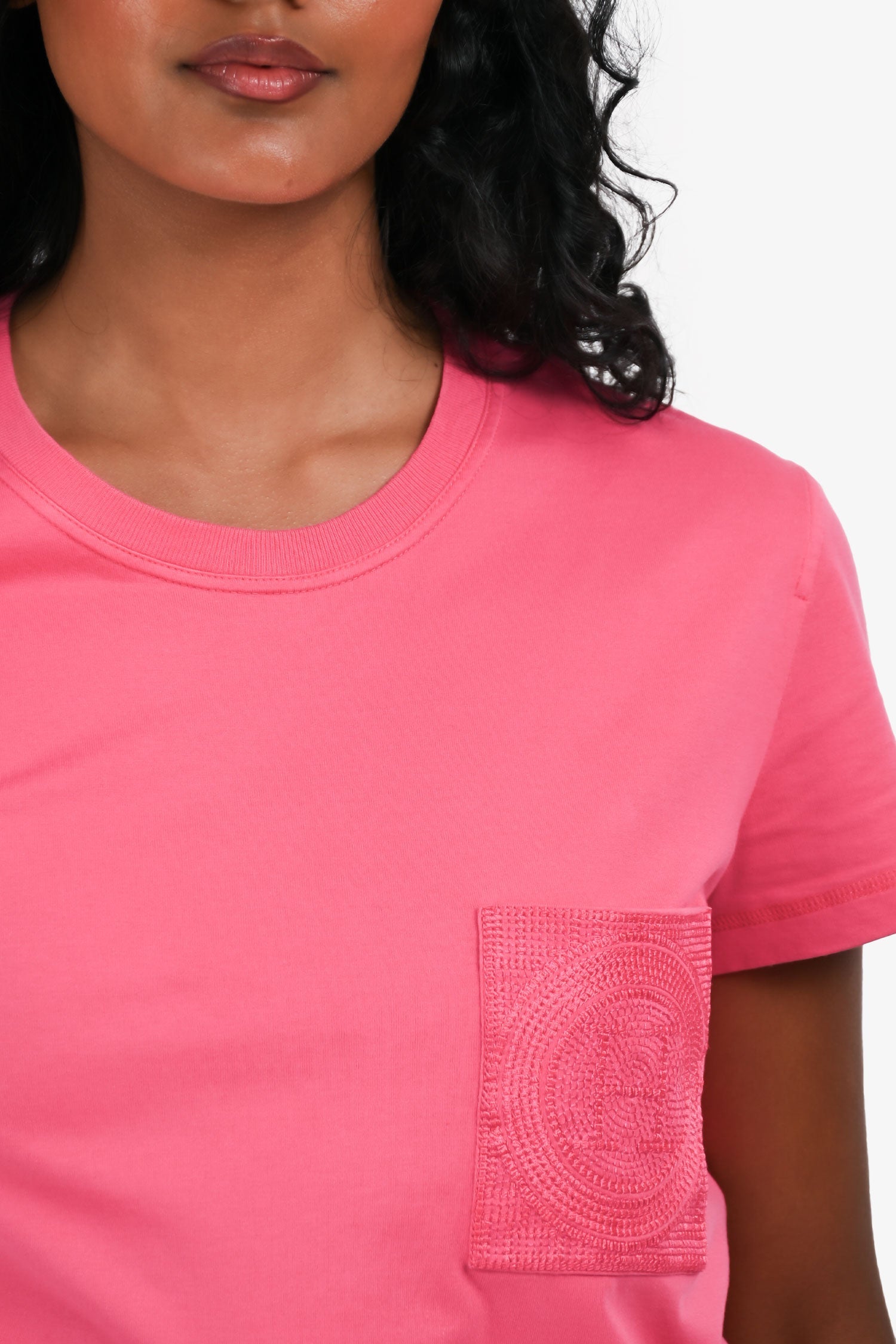 Hermès Pink Embroidered Pocket T-Shirt Size 38
