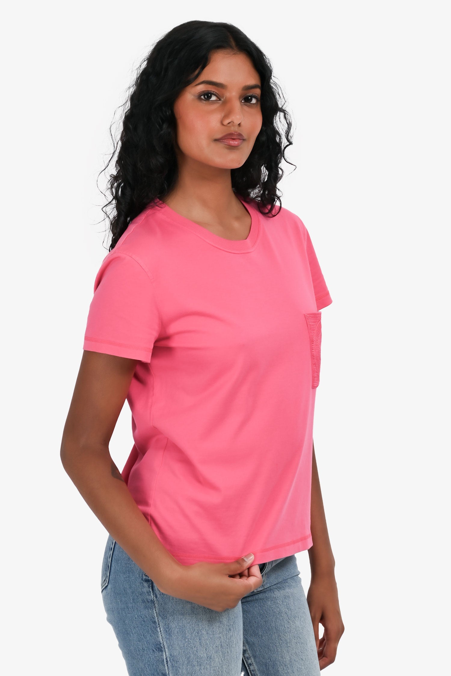 Hermès Pink Embroidered Pocket T-Shirt Size 38