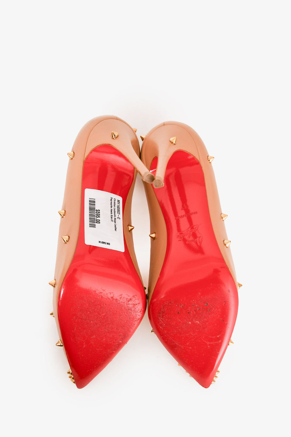 Christian Louboutin Beige Leather Degraspike Heels Size 37