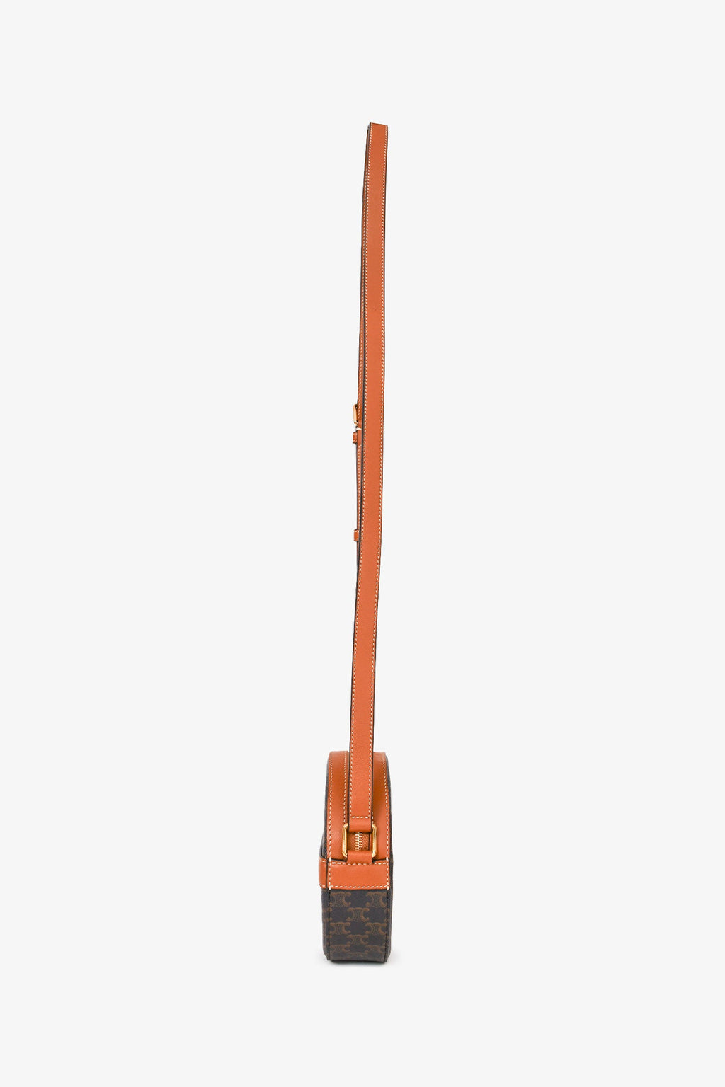 Celine 2022 Brown Leather/Canvas Triomphe Round Crossbody Bag