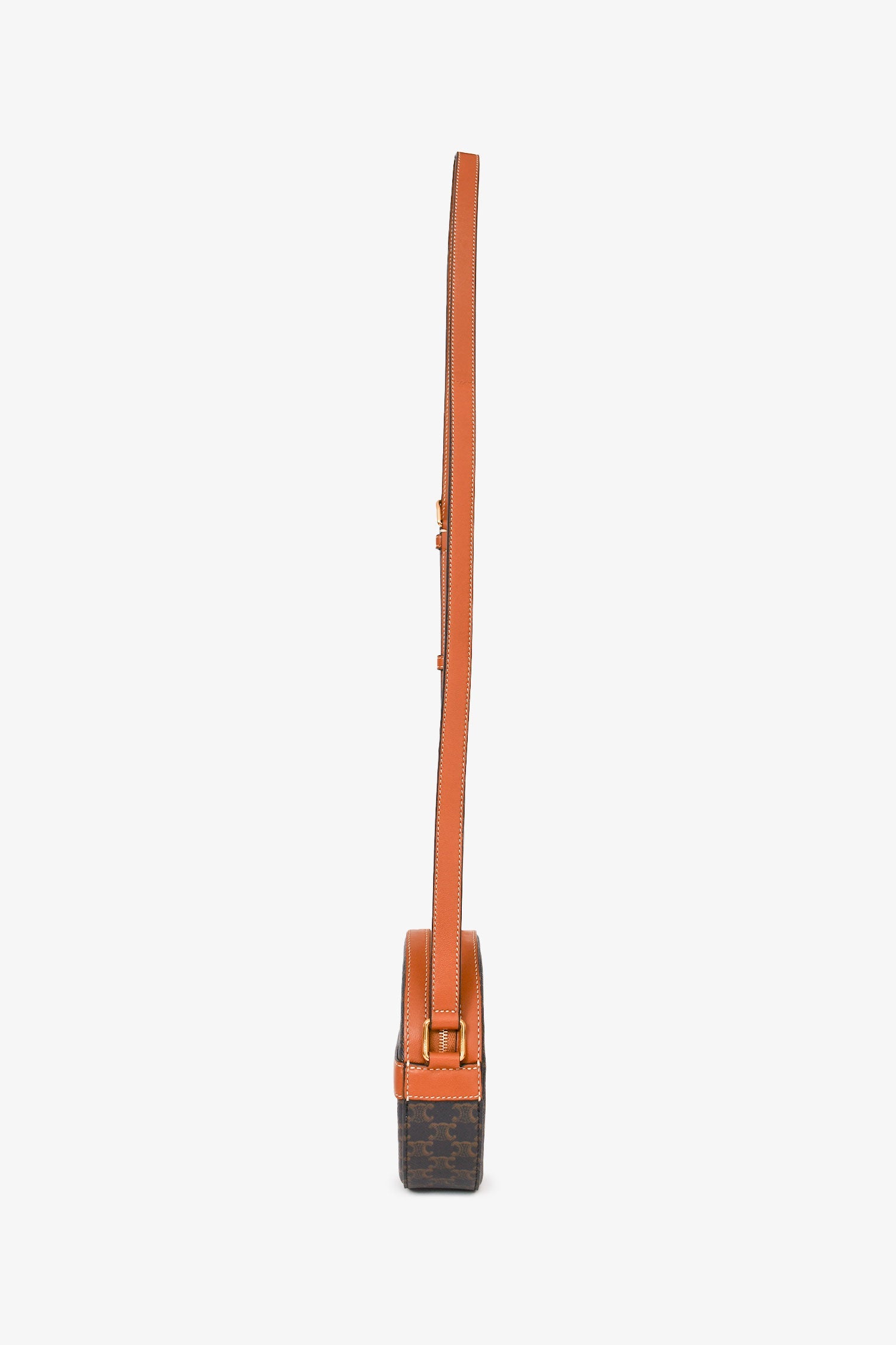 Celine 2022 Brown Leather/Canvas Triomphe Round Crossbody Bag
