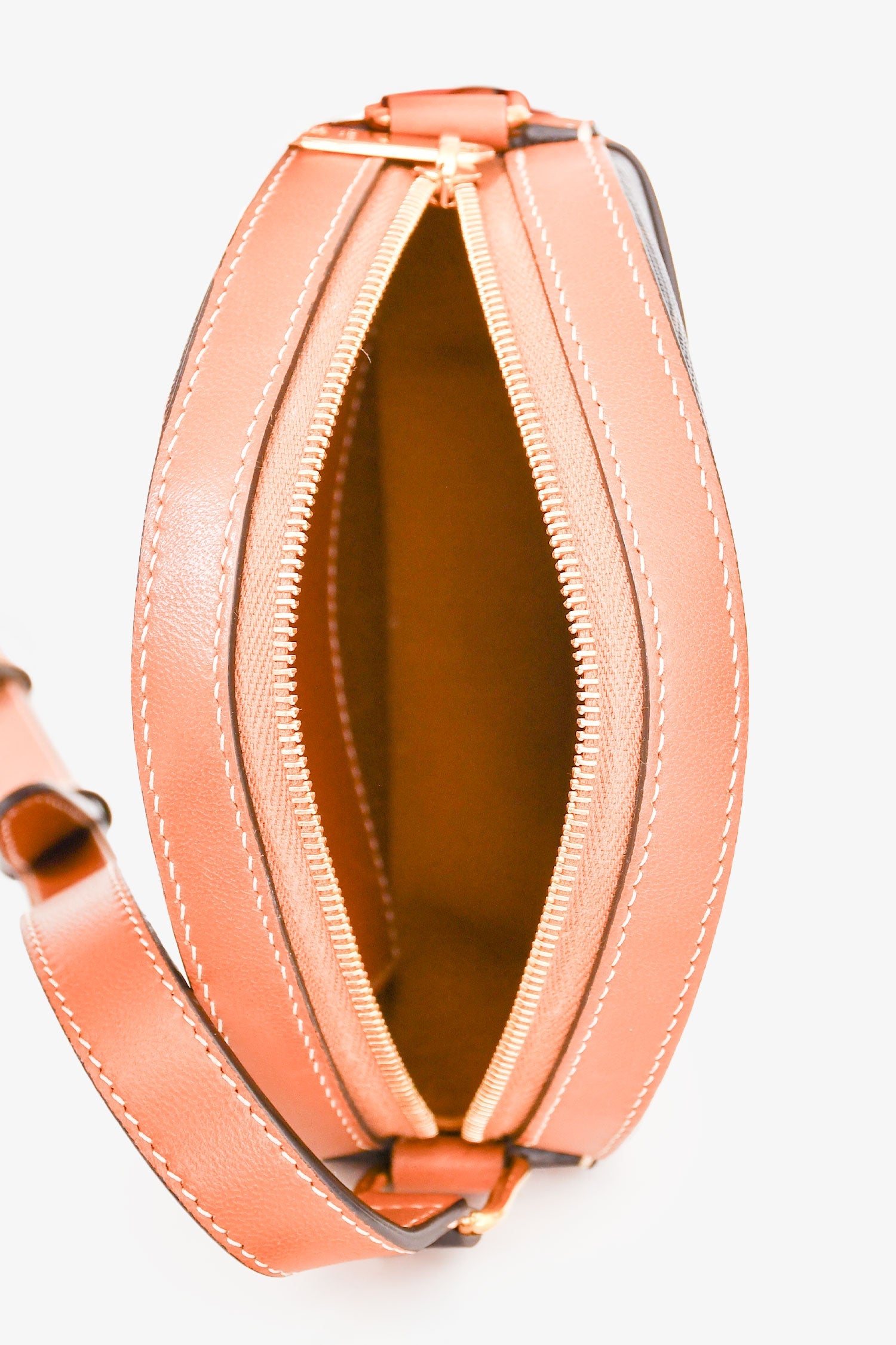 Celine 2022 Brown Leather/Canvas Triomphe Round Crossbody Bag