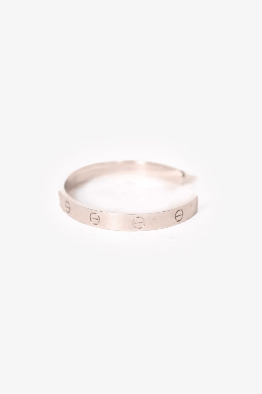 Cartier 18K White Gold Diamond Set Love Cuff Bangle Size 19