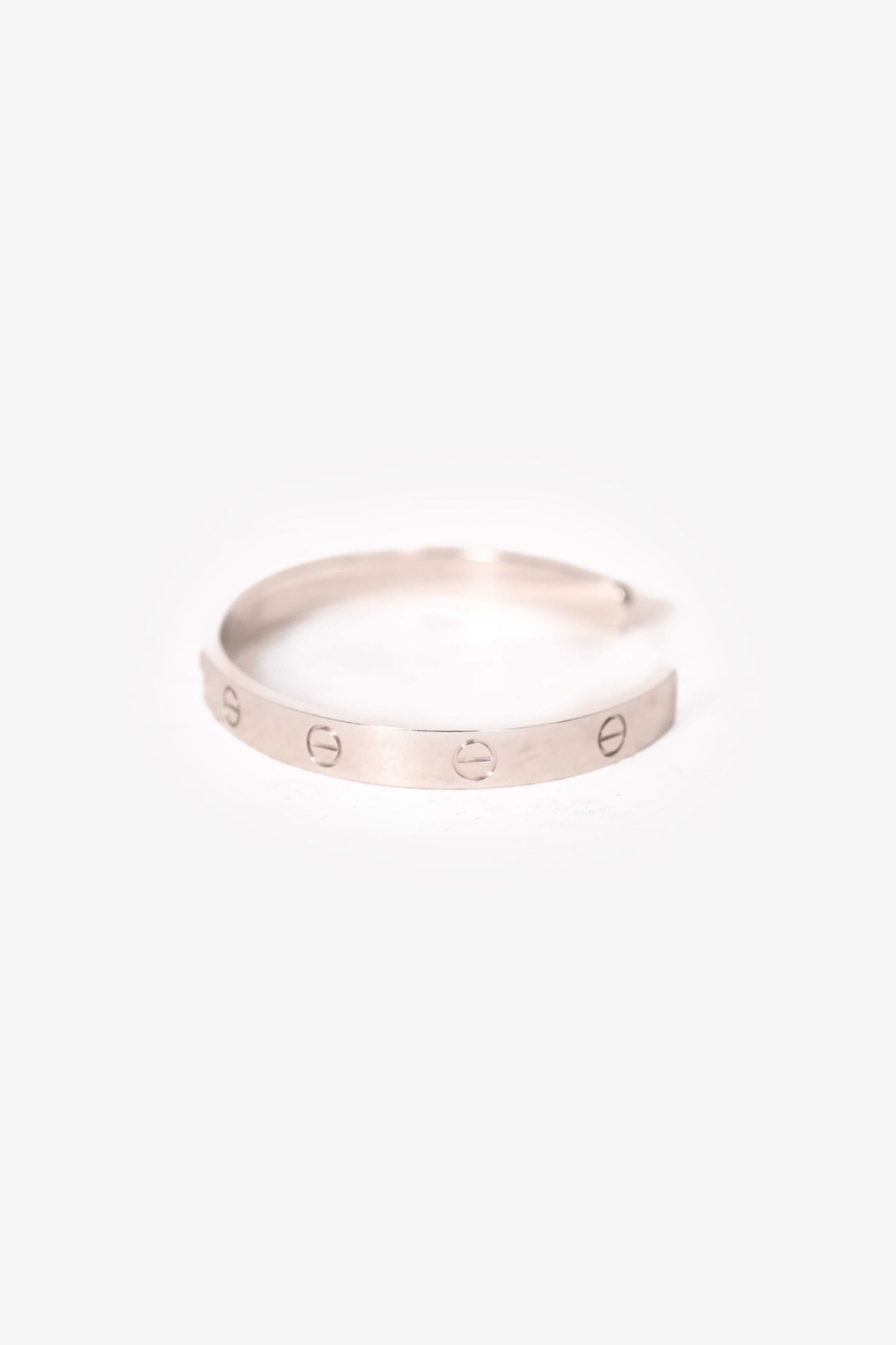 Cartier 18K White Gold Diamond Set Love Cuff Bangle Size 19