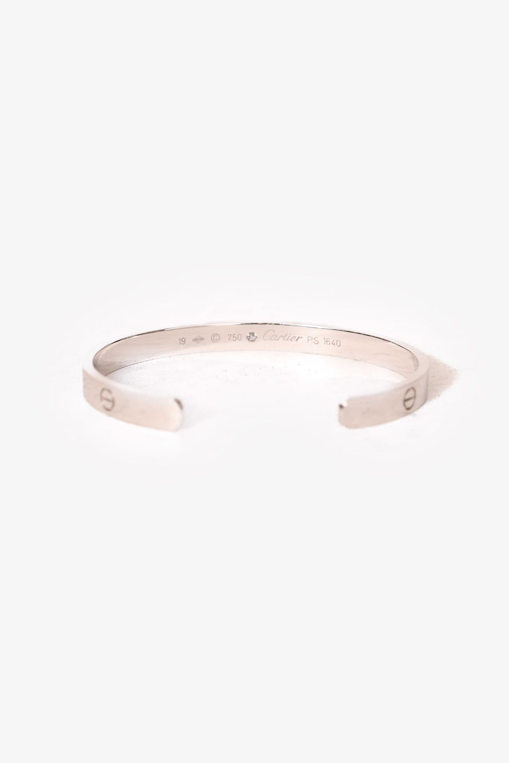 Cartier 18K White Gold Diamond Set Love Cuff Bangle Size 19