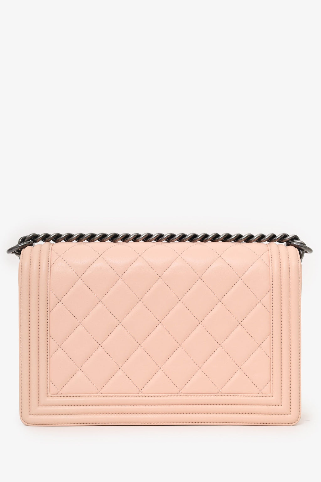 Pre-Loved Chanel™ 2014 Baby Pink Lambskin Leather Large Boy Bag