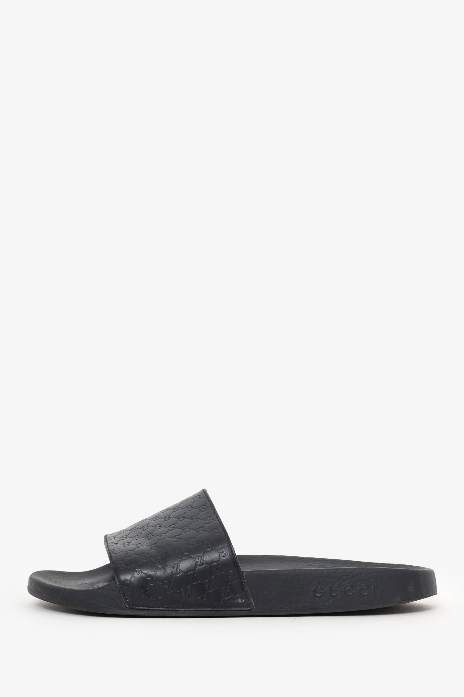 Gucci GG Embossed Rubber Pool Slides Size 9 Mens