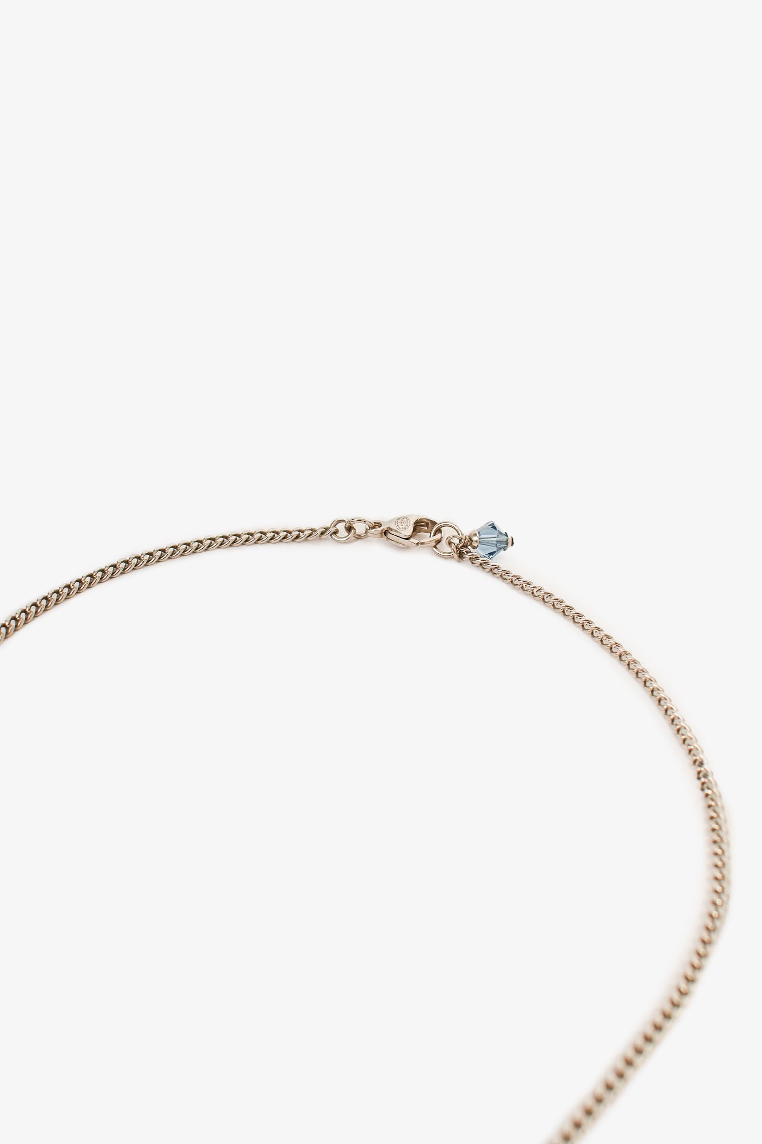 Pre-Loved Chanel™ 2019 Silver Toned Blue Crystal CC Long Necklace