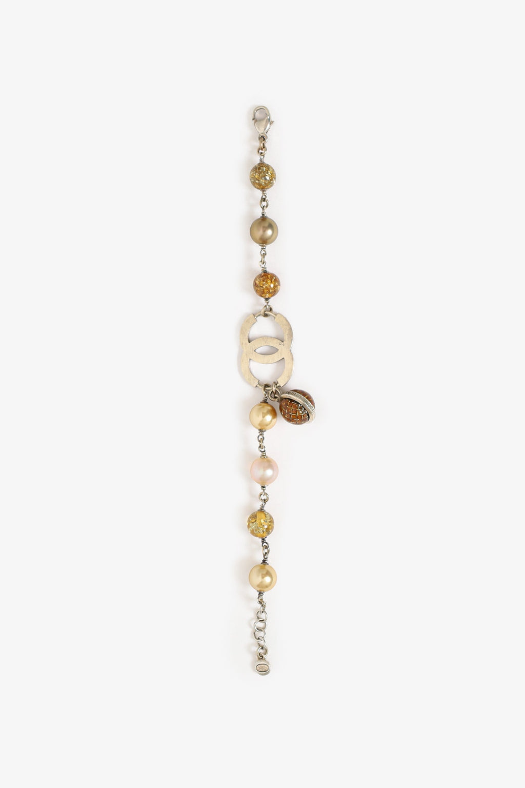 Pre-Loved Chanel™ Silver Tone Clear Resin Bead and Pearl Bracelet