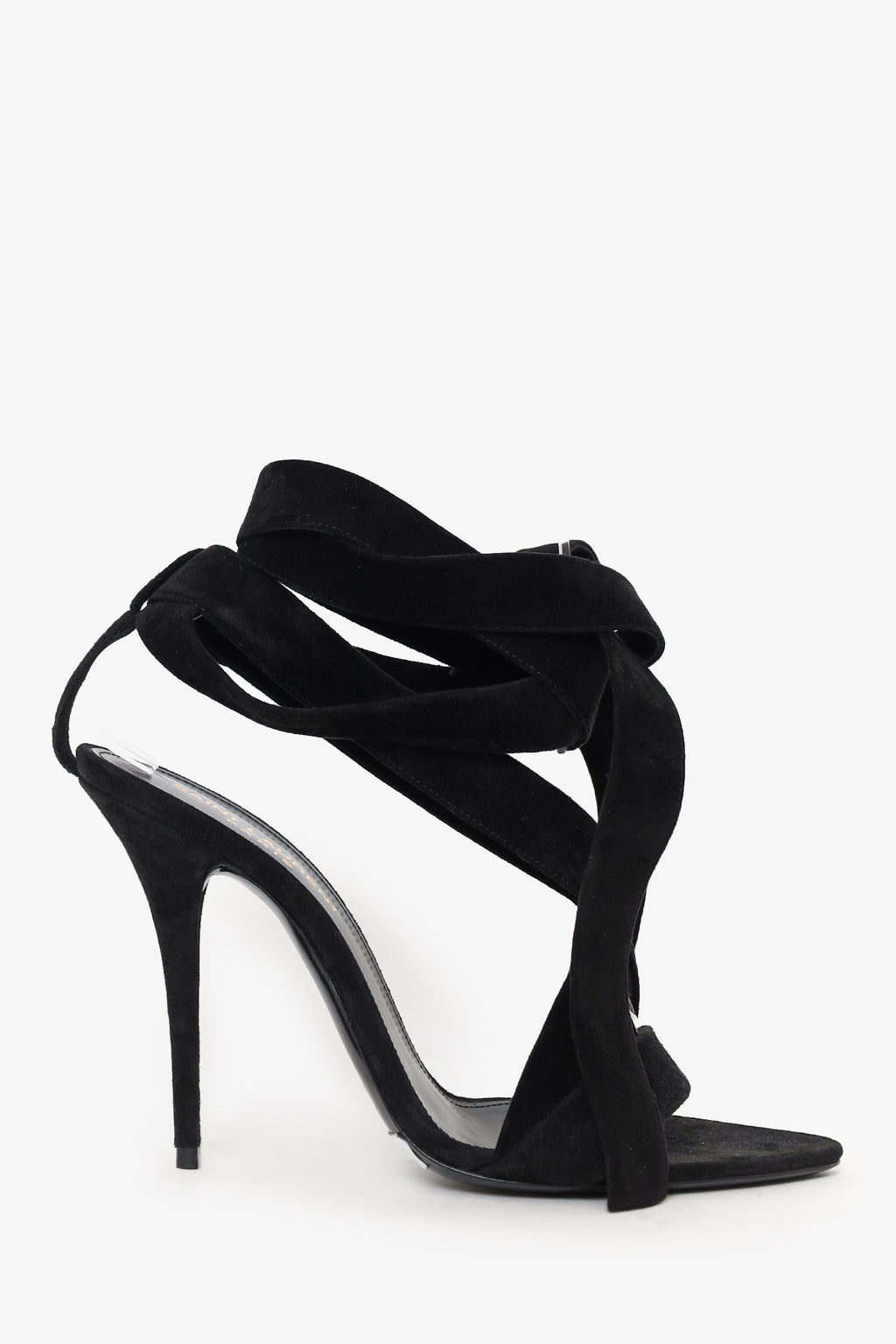 Saint Laurent Black Suede Deva 105 Strappy Heels Size 36.5