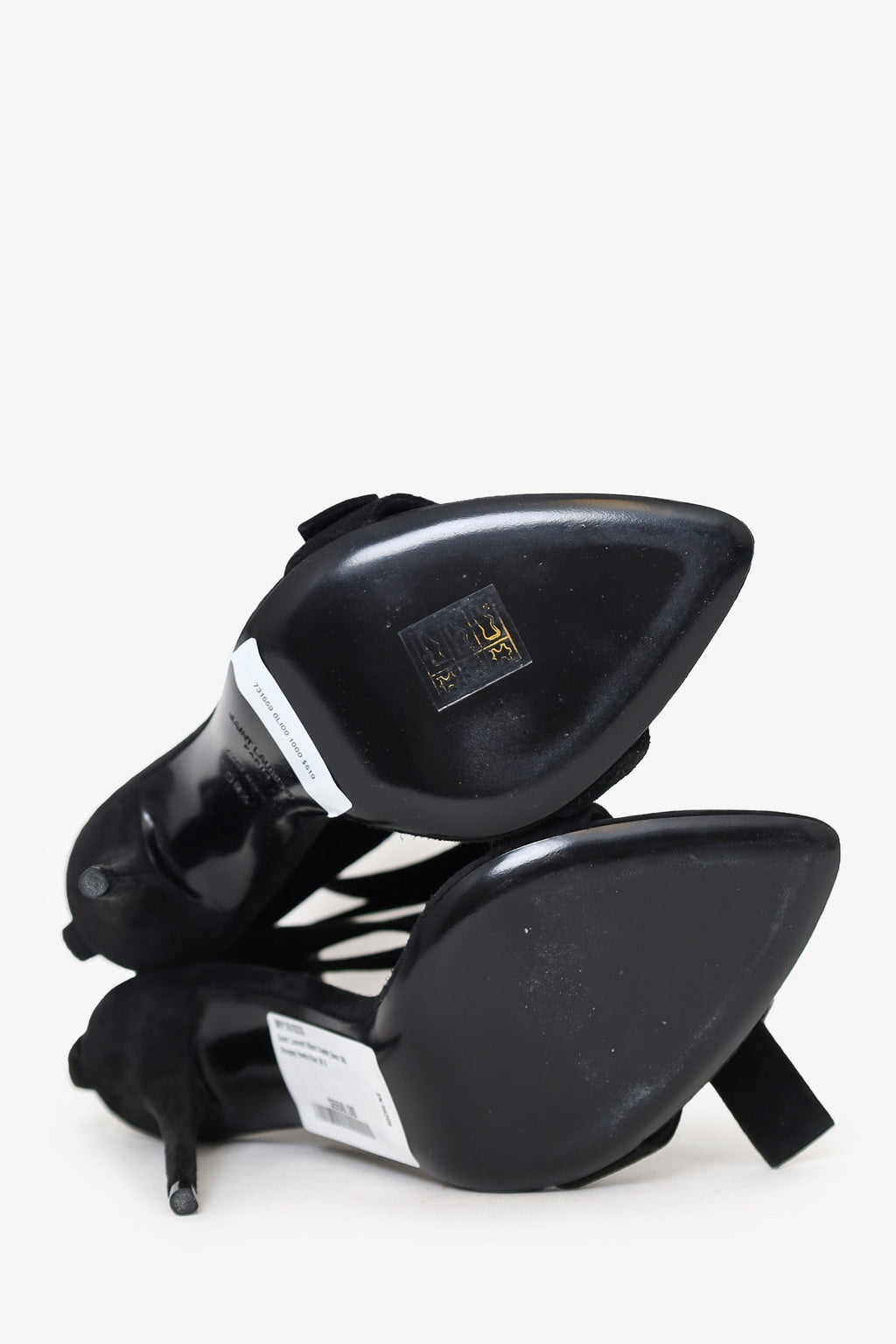 Saint Laurent Black Suede Deva 105 Strappy Heels Size 36.5