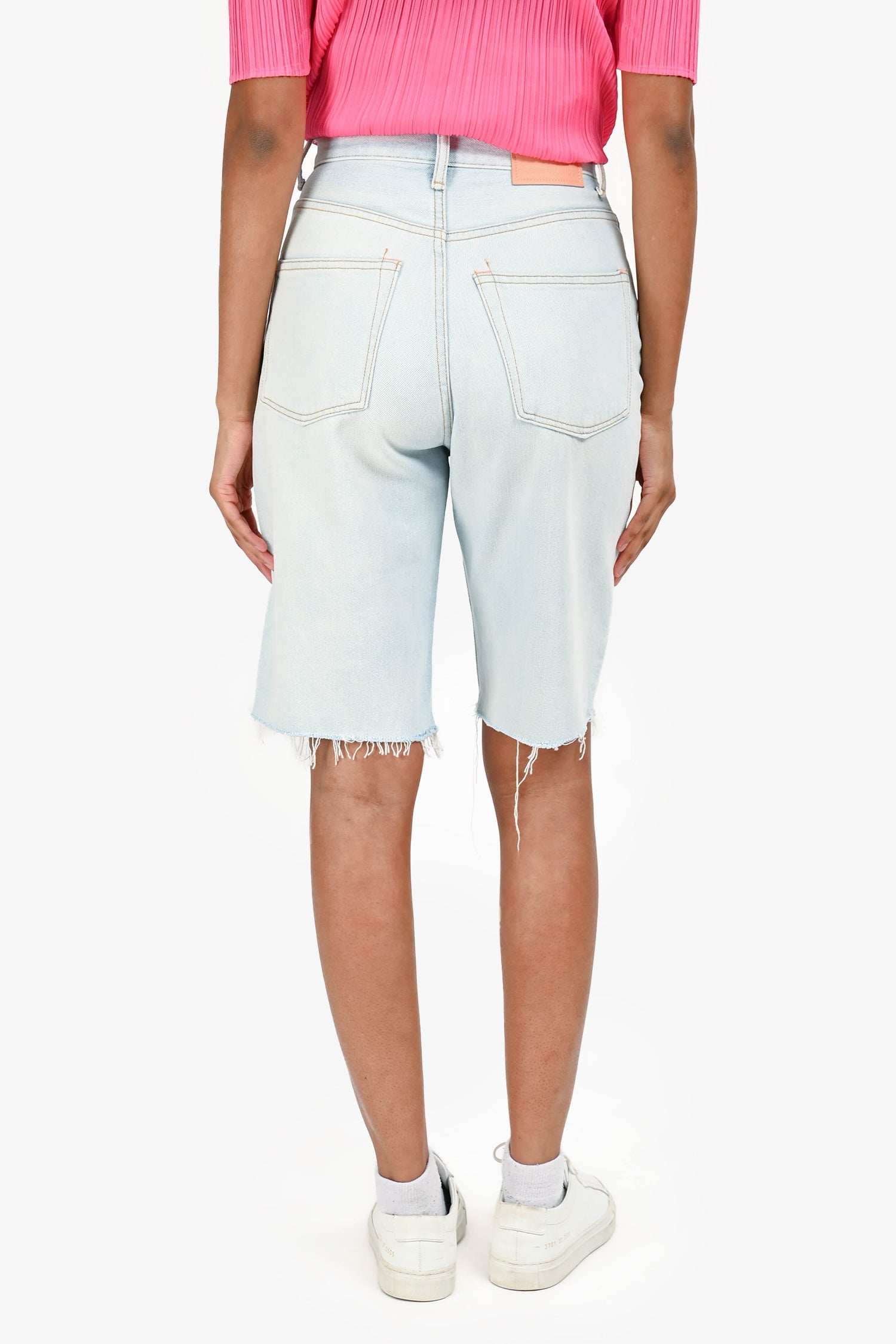 Acne Studios Light Blue Raw Hem Cut Off Bermuda Shorts Size 27
