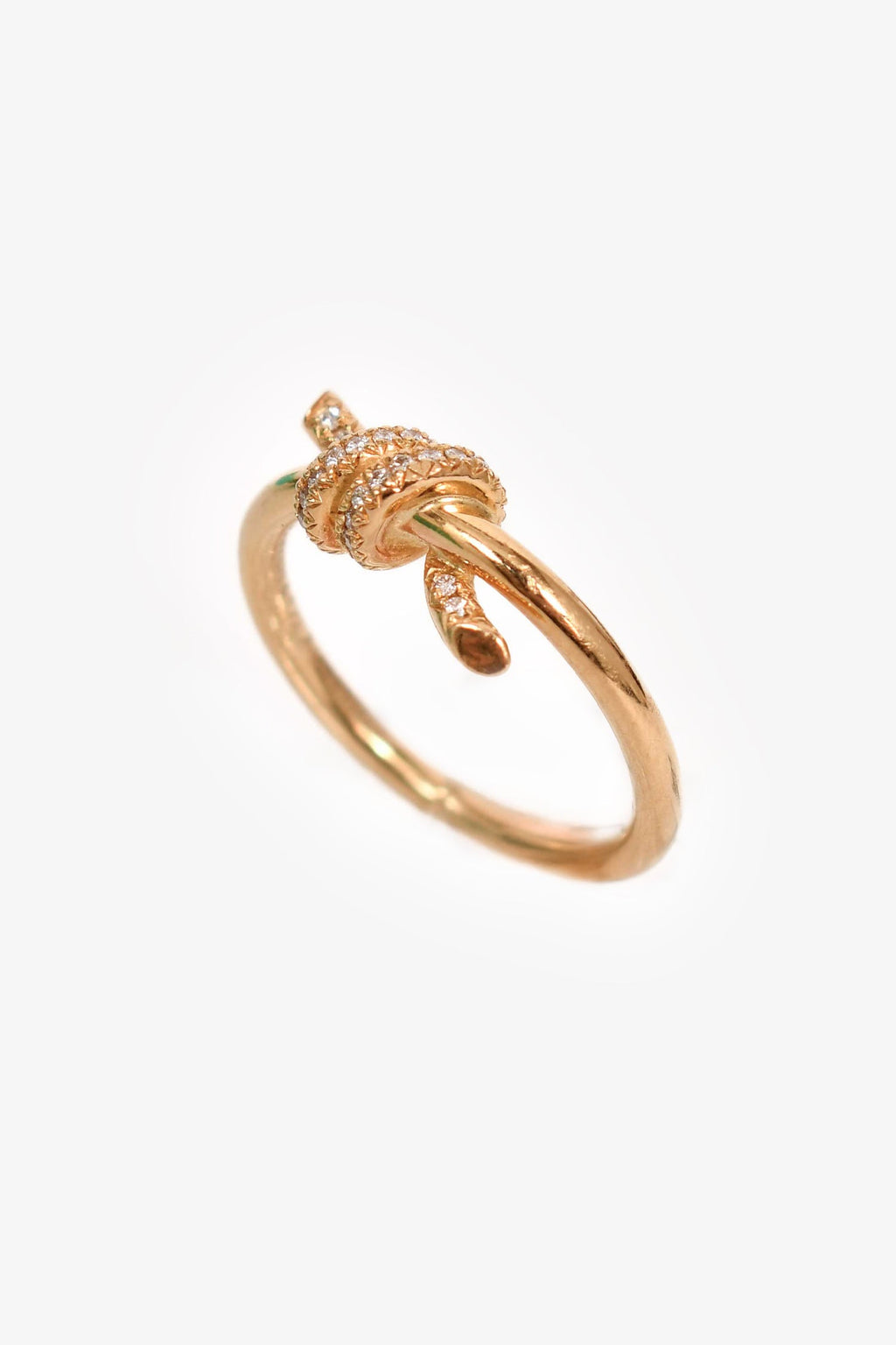 Tiffany & Co. 2022 18K Yellow Gold Diamond Knot Ring Size 4