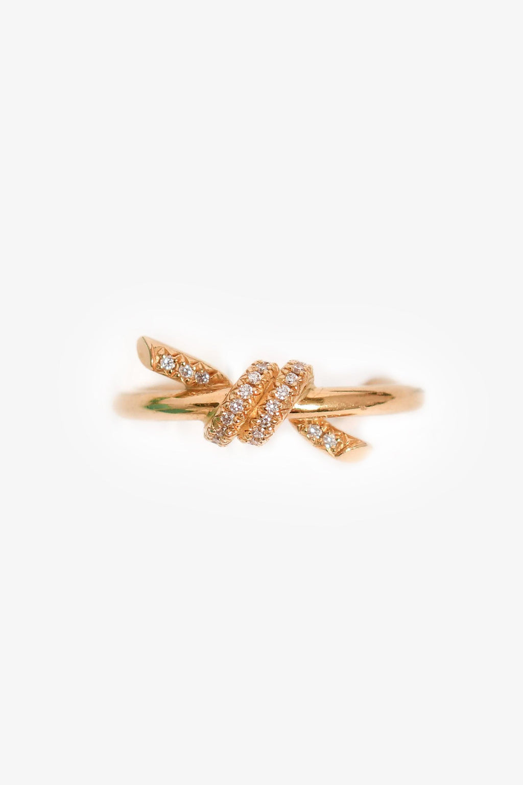 Tiffany & Co. 2022 18K Yellow Gold Diamond Knot Ring Size 4