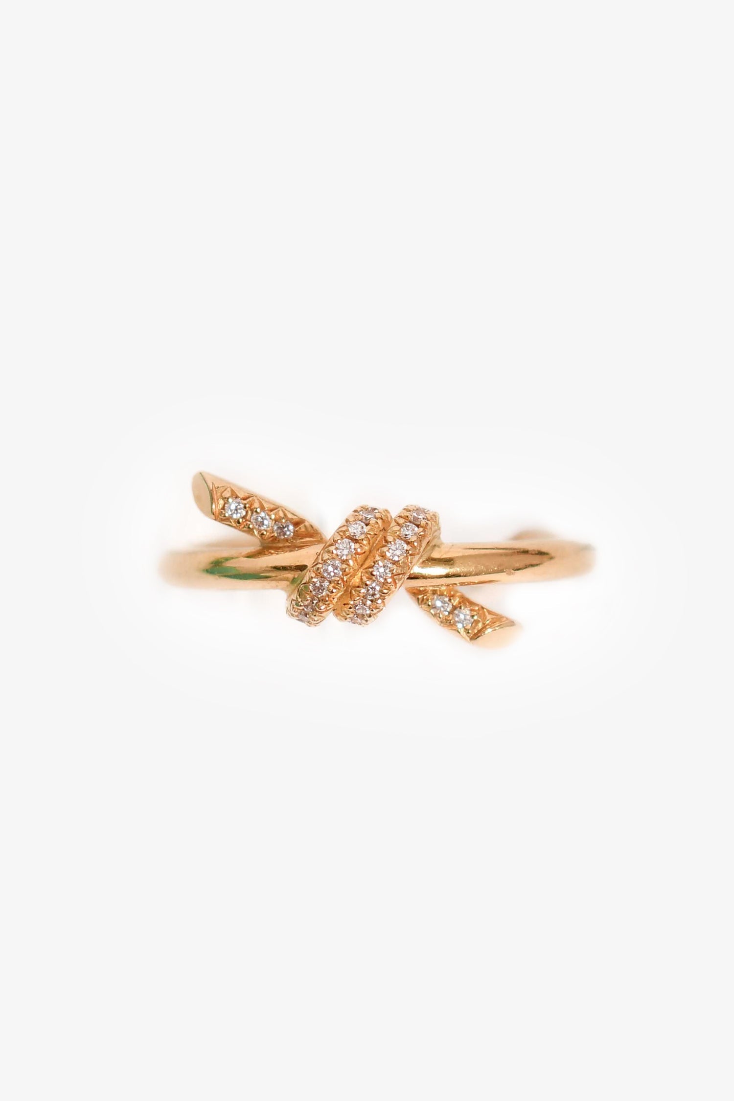 Tiffany & Co. 2022 18K Yellow Gold Diamond Knot Ring Size 4