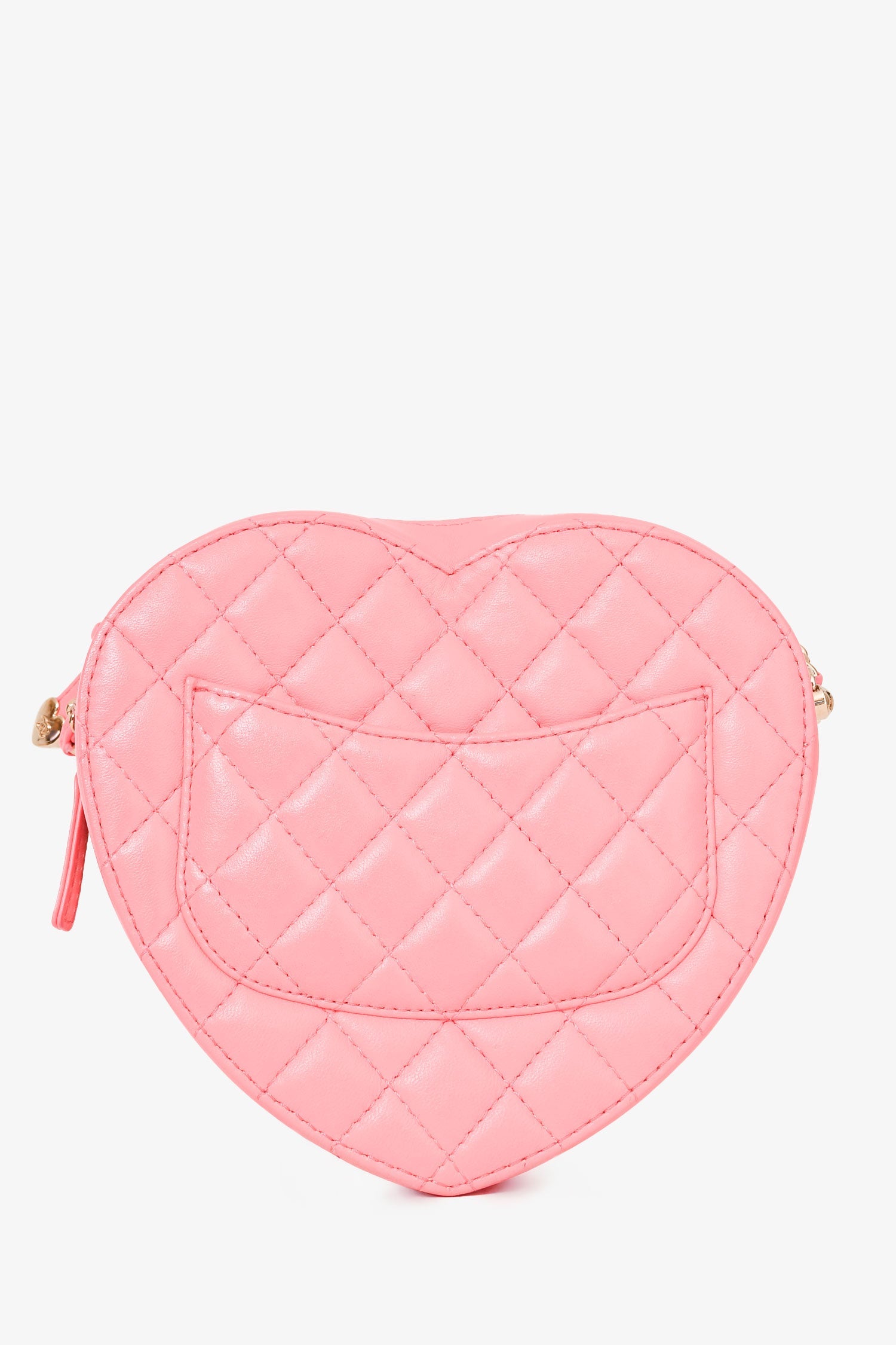 Pre-Loved Chanel™ 2022 Pink Leather Quilted Heart CC Shoulder Bag