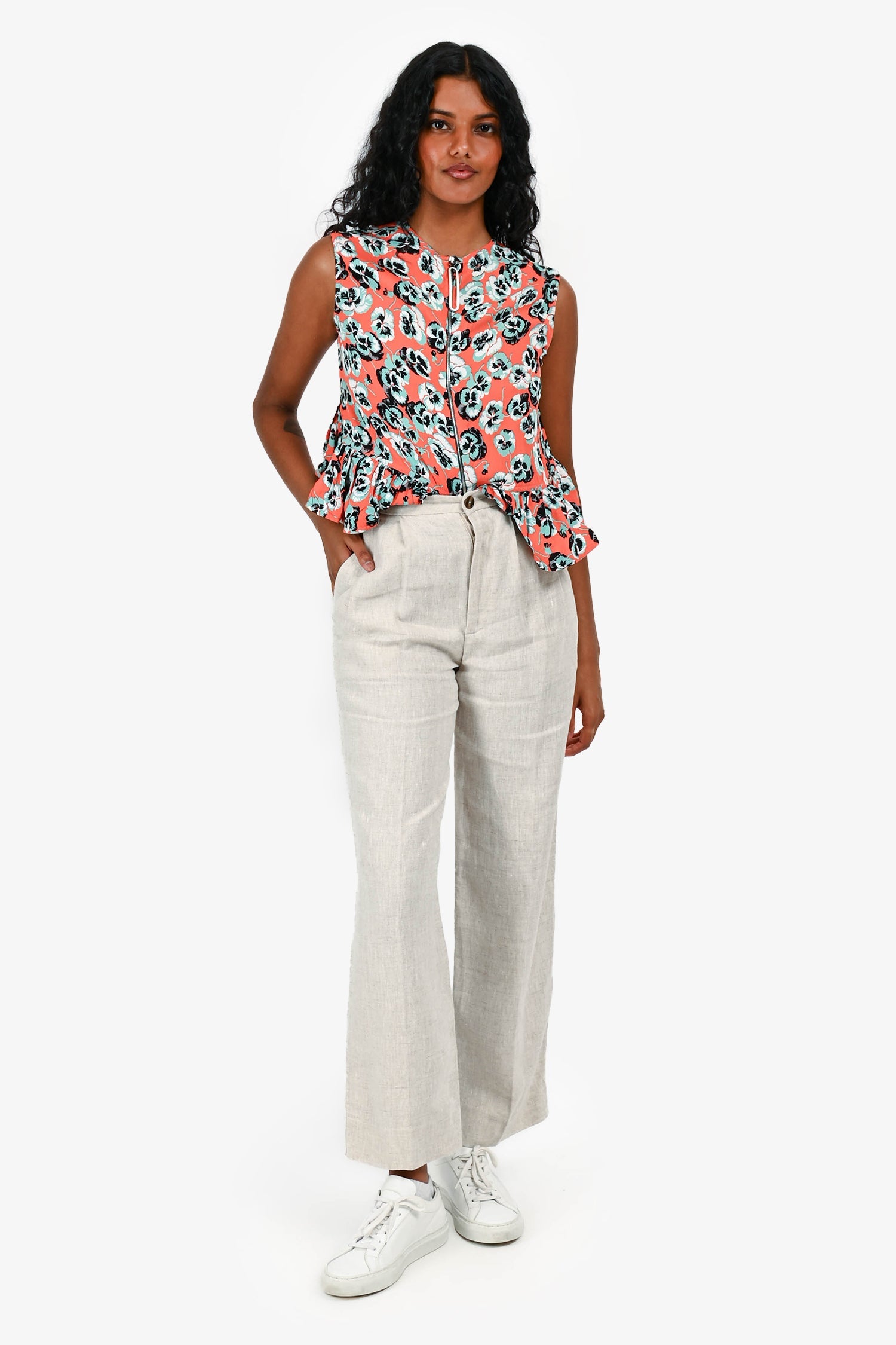 Reformation Beige Linen Pleated Pants Size OP