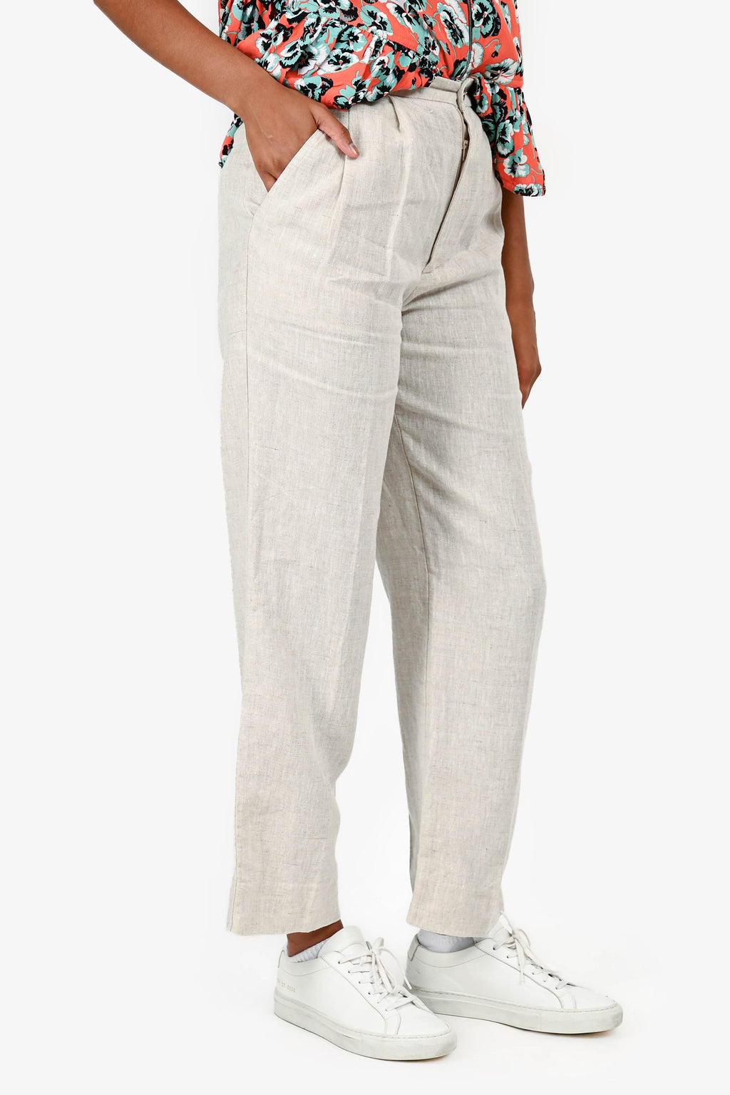 Reformation Beige Linen Pleated Pants Size OP
