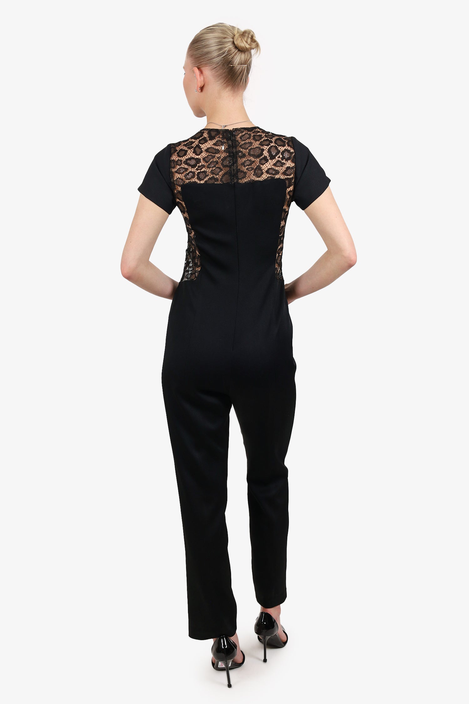 Alexander McQueen Lace Pattern Short Sleeve Jumpsuit Size 38