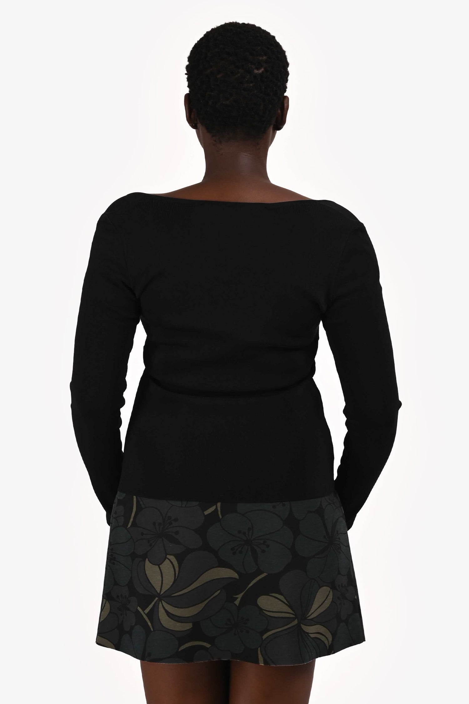 Gauge 81 Black Square Neck Long Sleeves Top Size M