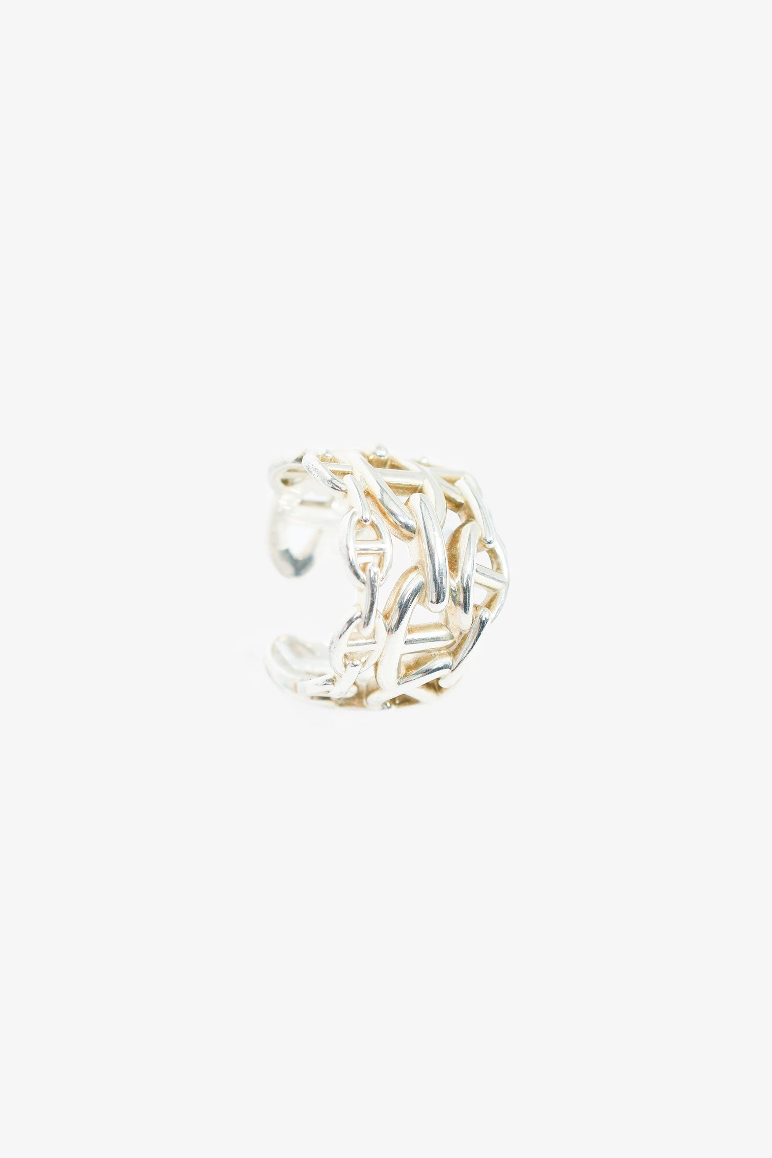 Hermès Silver Large 'Chaine D'Ancre Enchainee' Ring Size 57
