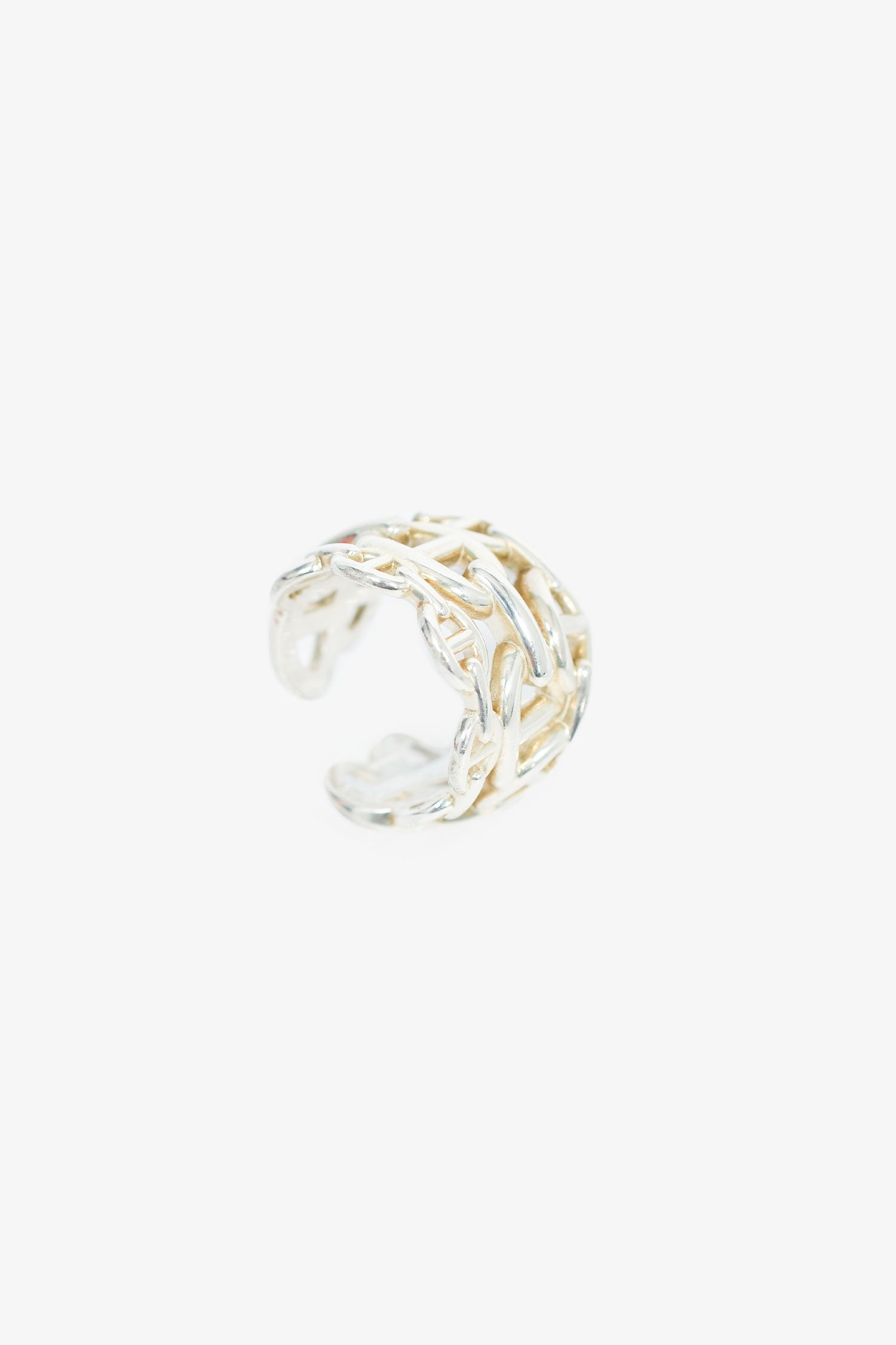 Hermès Silver Large 'Chaine D'Ancre Enchainee' Ring Size 57