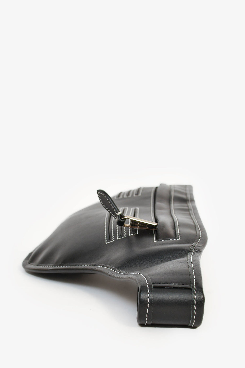 Burberry Black Leather White Contrast Stitch 'Brummell' Belt Bag