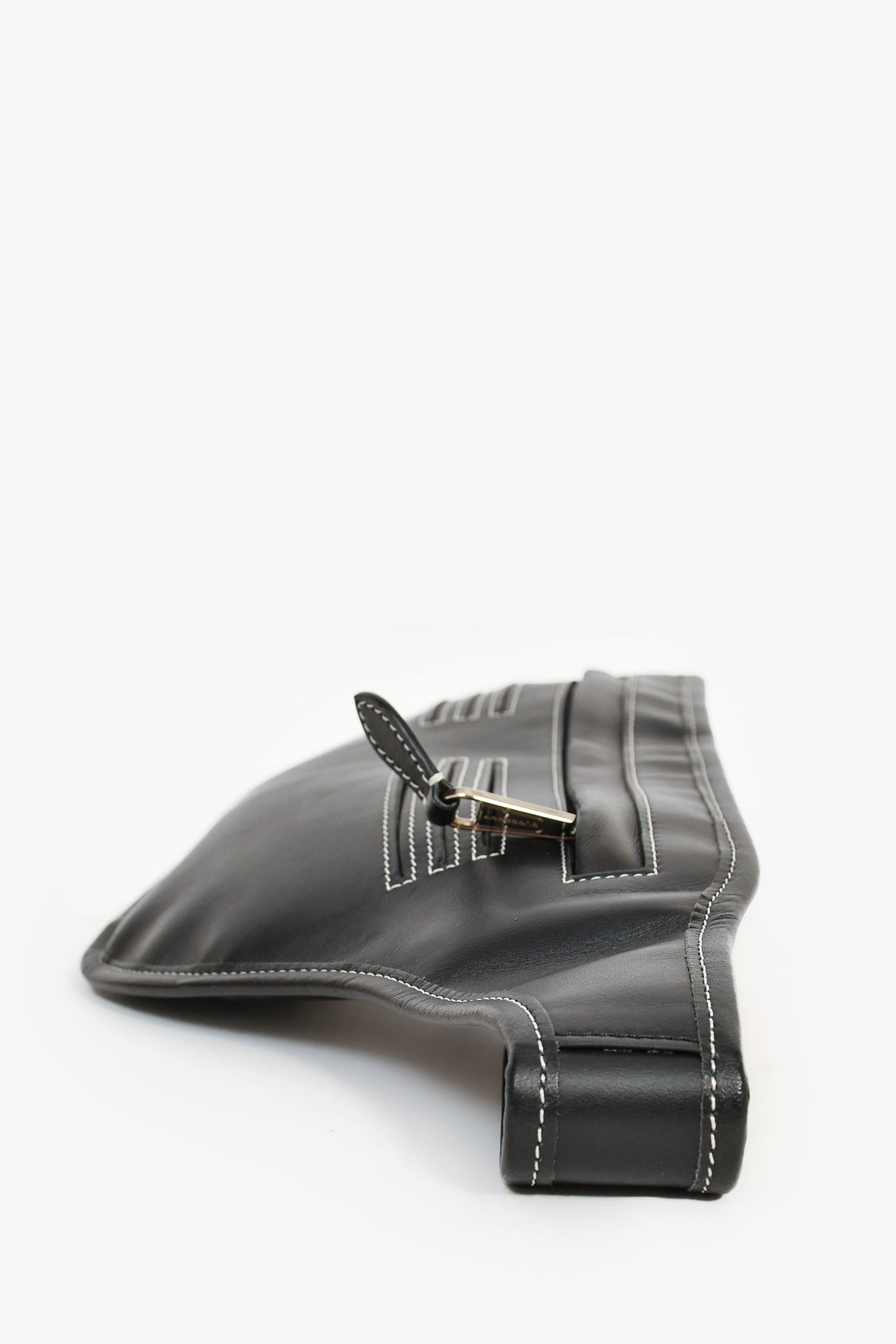 Burberry Black Leather White Contrast Stitch 'Brummell' Belt Bag