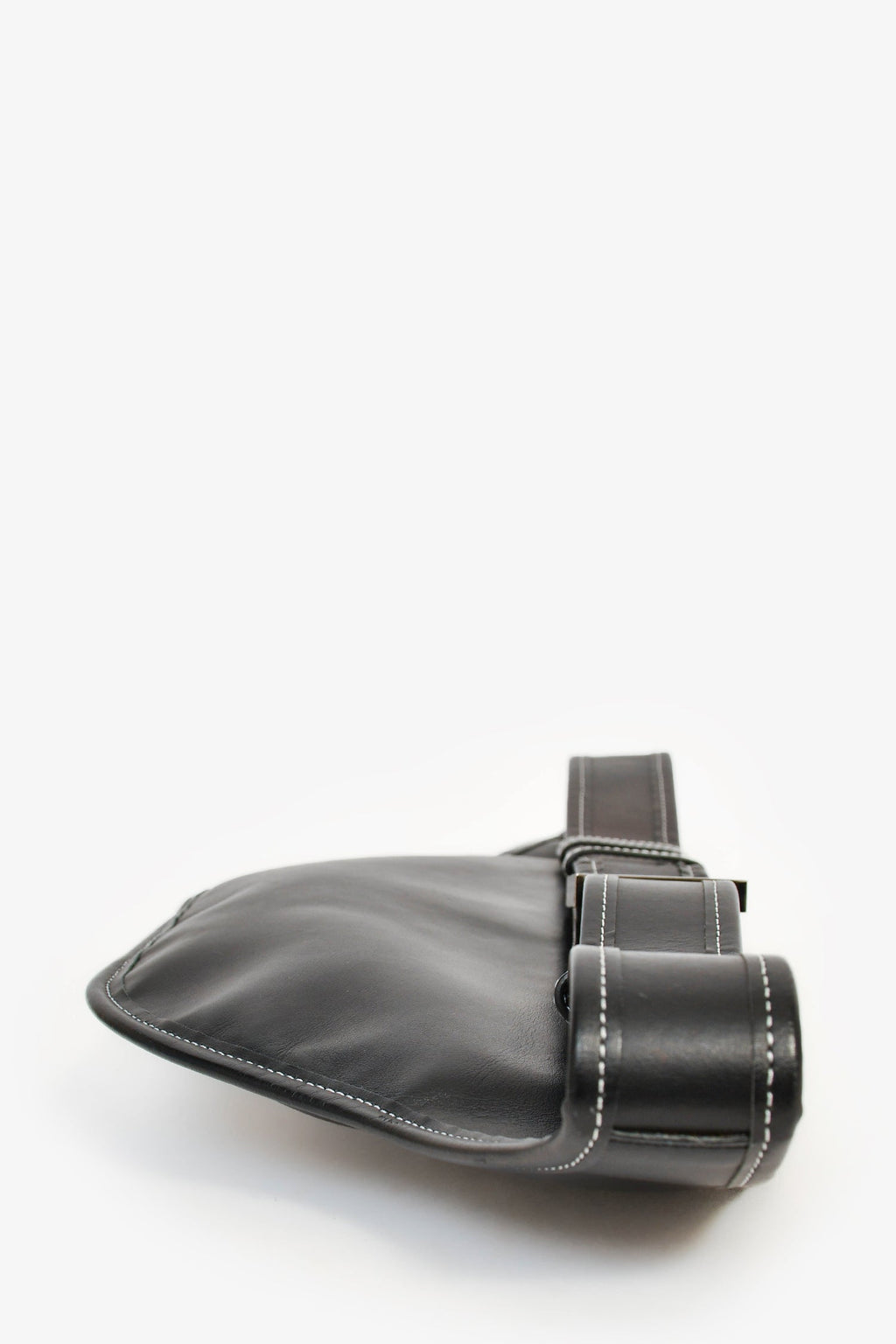 Burberry Black Leather White Contrast Stitch 'Brummell' Belt Bag