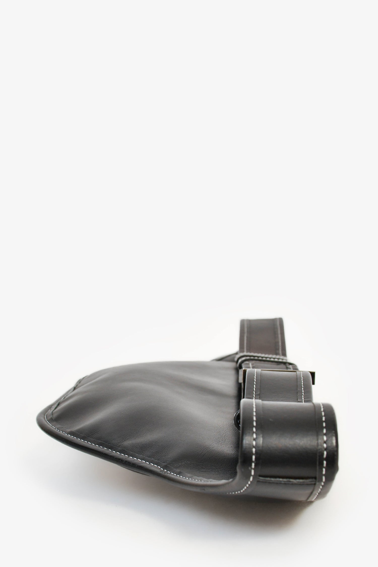 Burberry Black Leather White Contrast Stitch 'Brummell' Belt Bag
