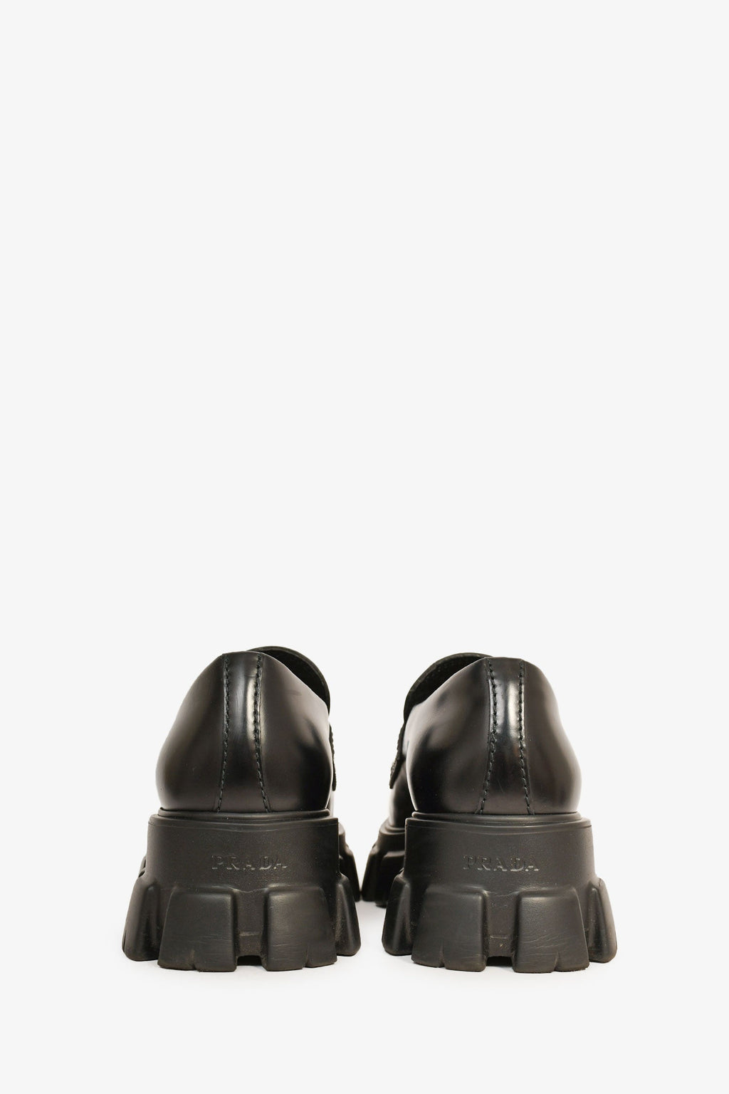Prada Black Brushed Leather Extra Light Monolith Loafers Size 9 Mens