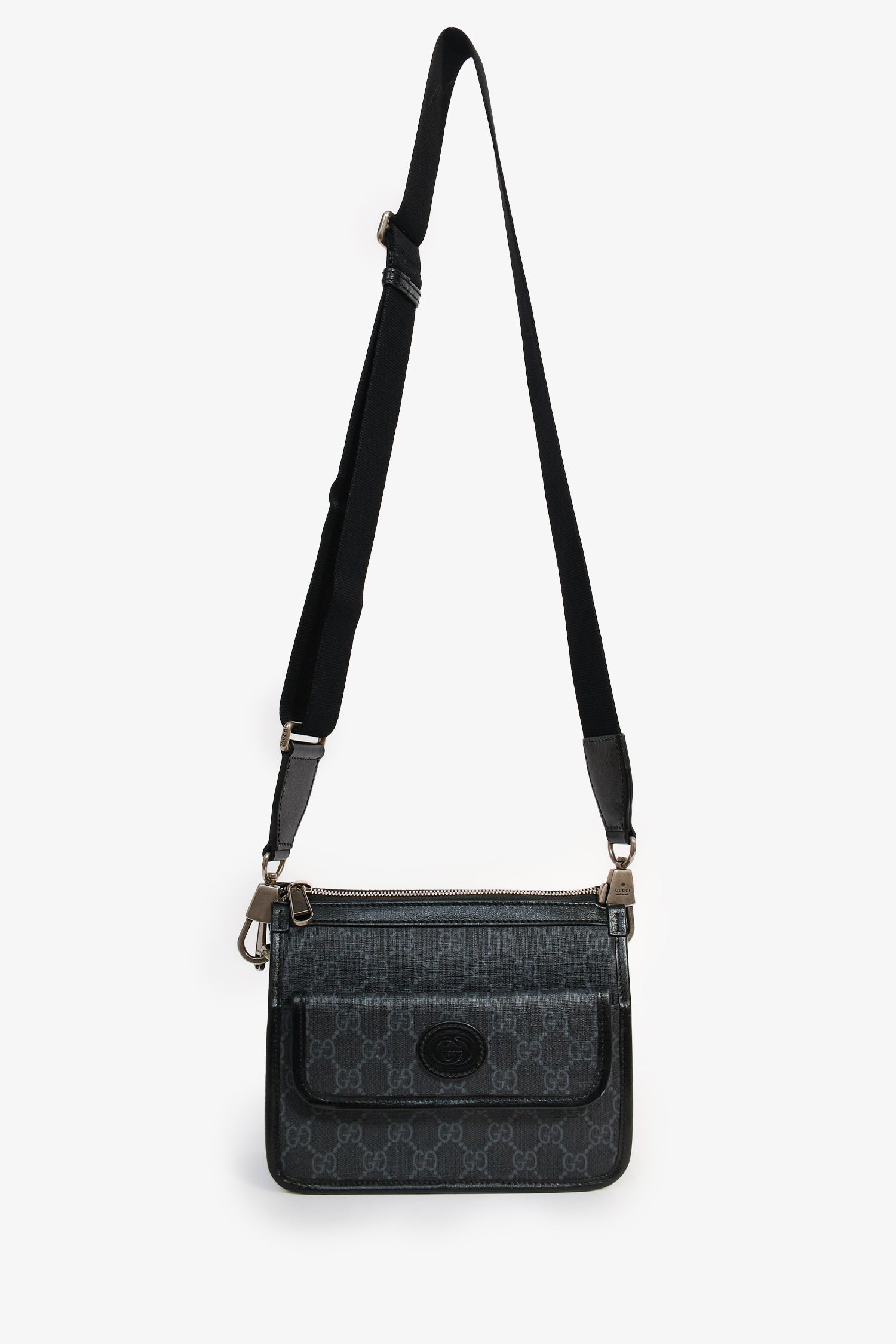 Gucci Black GG Canvas Messenger Bag