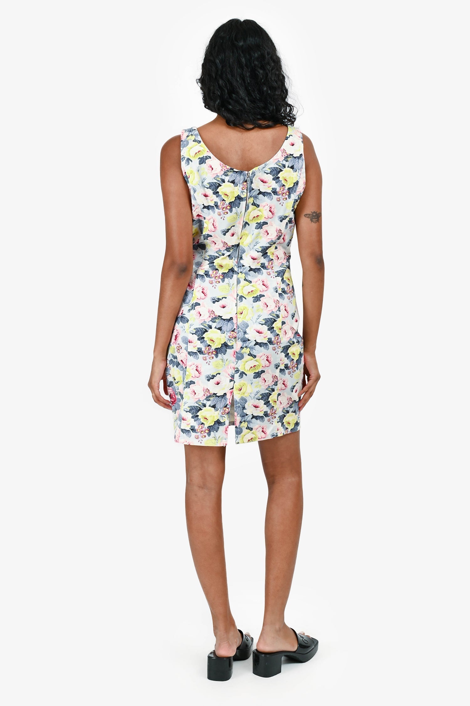 Miu Miu 2013 Multicolour Denim Floral Printed Sleeveless Mini Dress Size 40