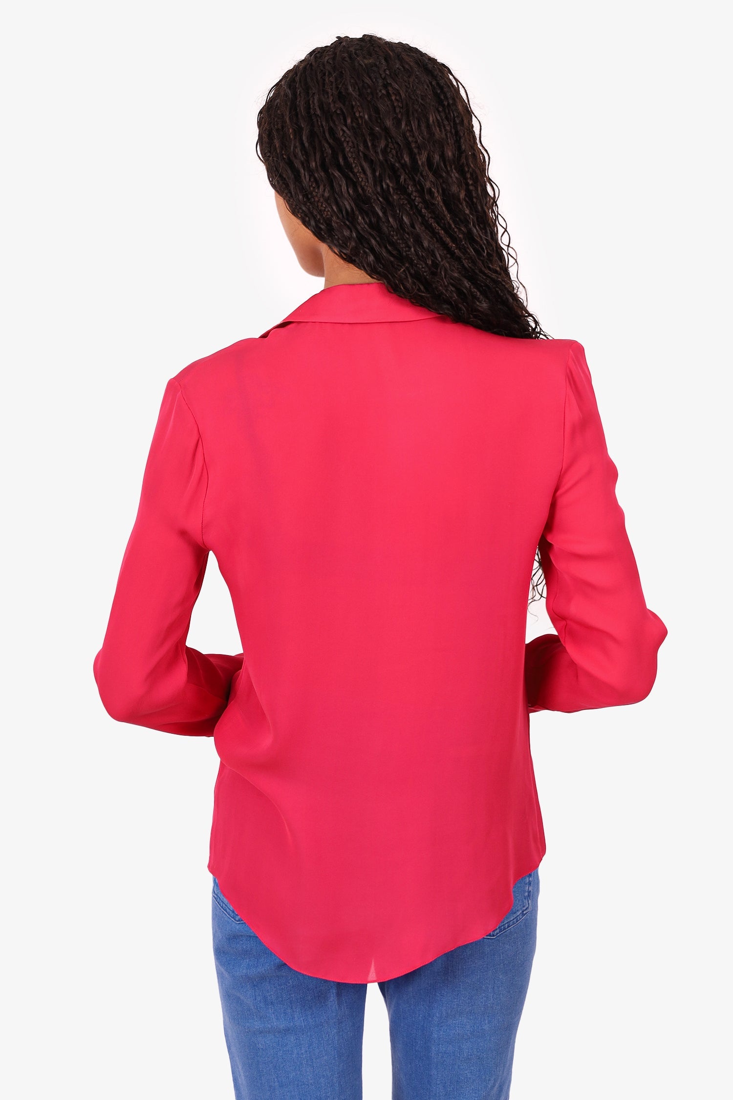 Balmain Pink Silk Button Down Shirt Size 36