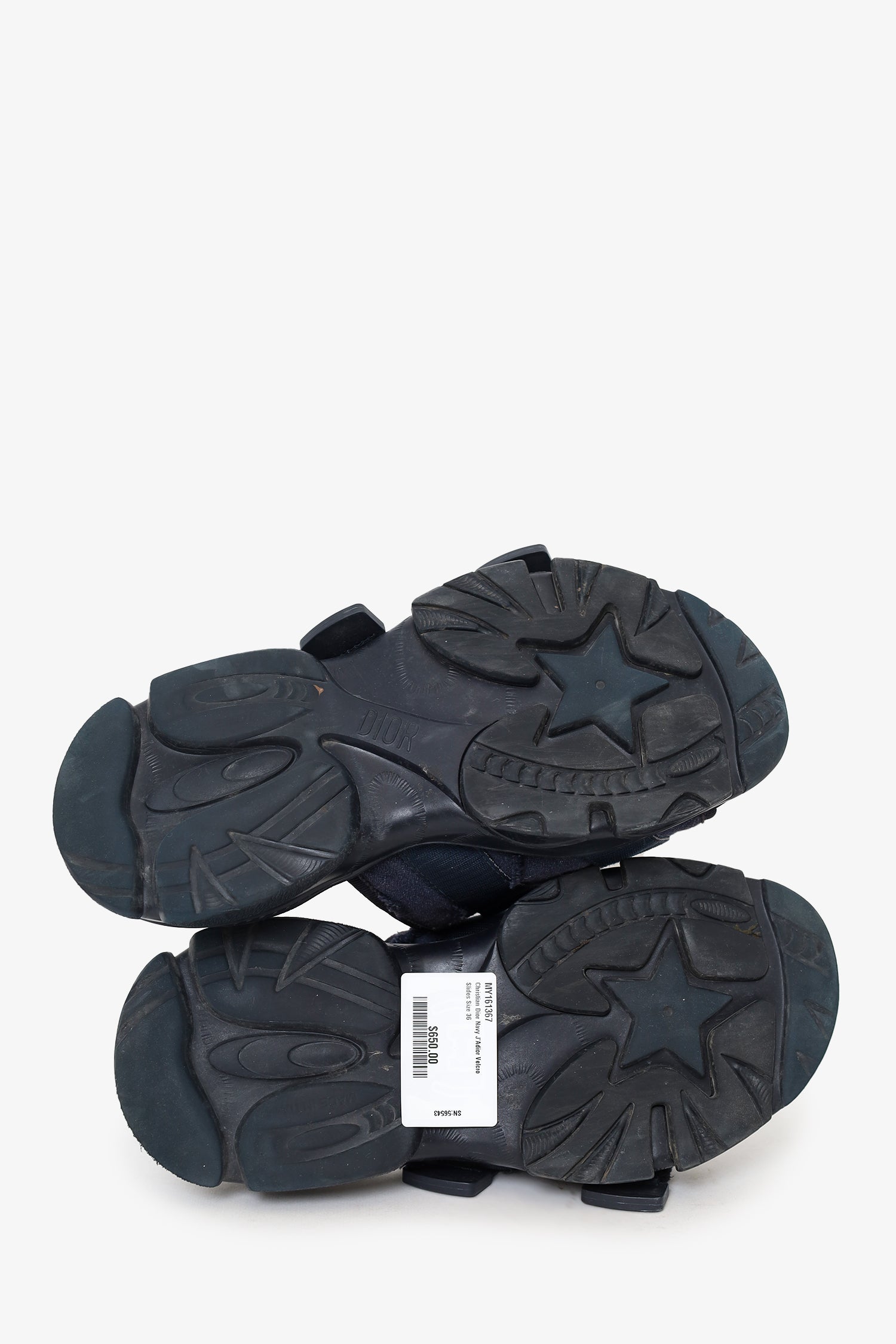 Christian Dior Navy J'Adior Velcro Slides Size 36