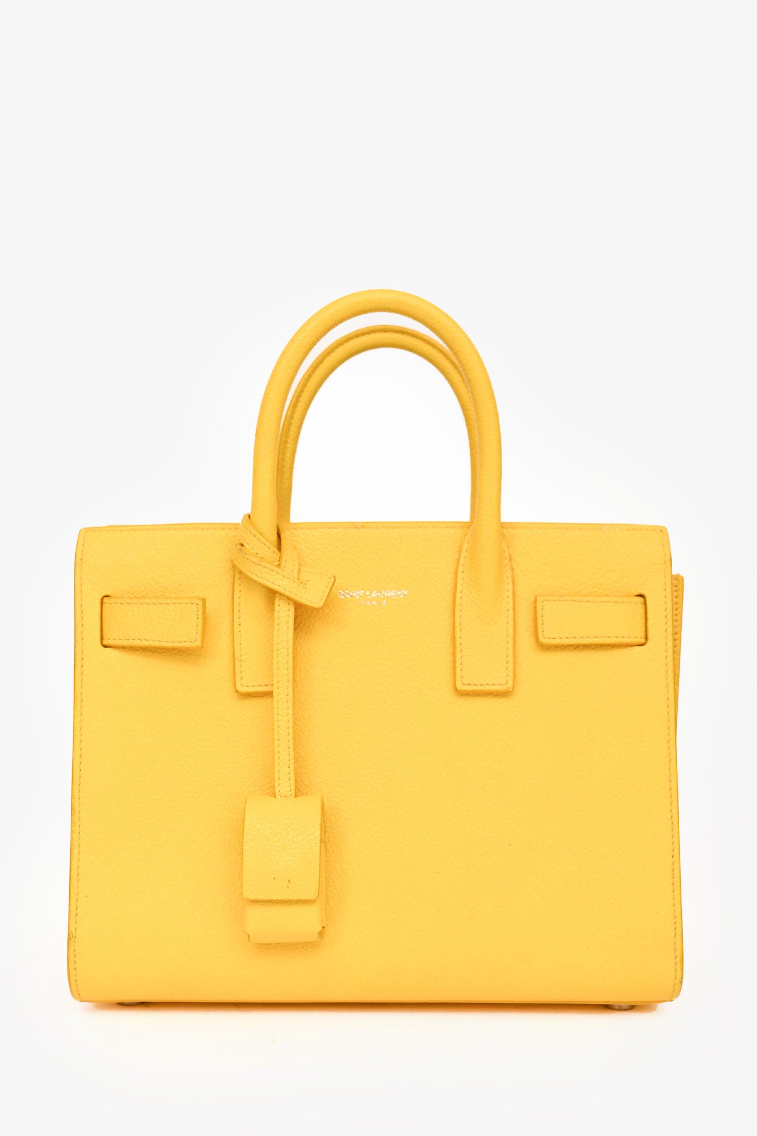 Saint Laurent Yellow Leather Small 'Sac De Jour' With Strap