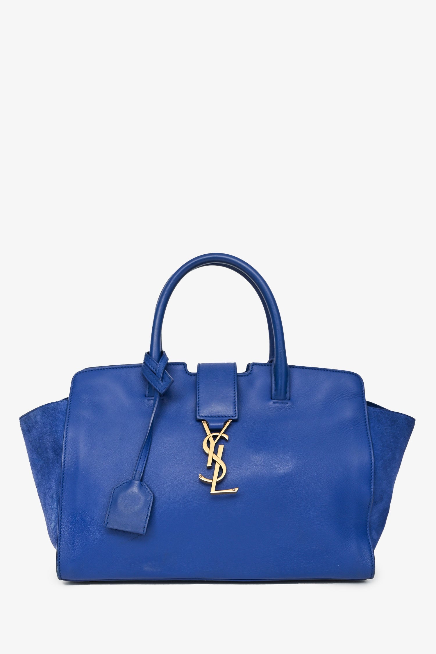 Saint Laurent 2016 Blue Leather Small Y Cabas Top Handle
