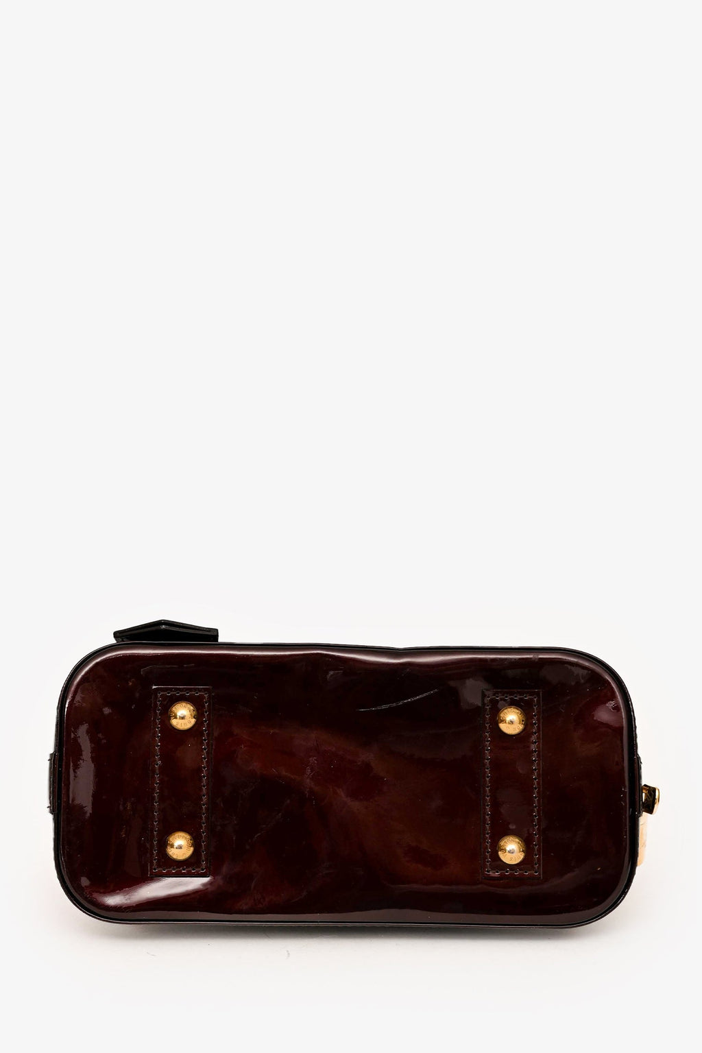 Louis Vuitton Burgundy Patent Monogram "Alma' BB Top Handle with Strap
