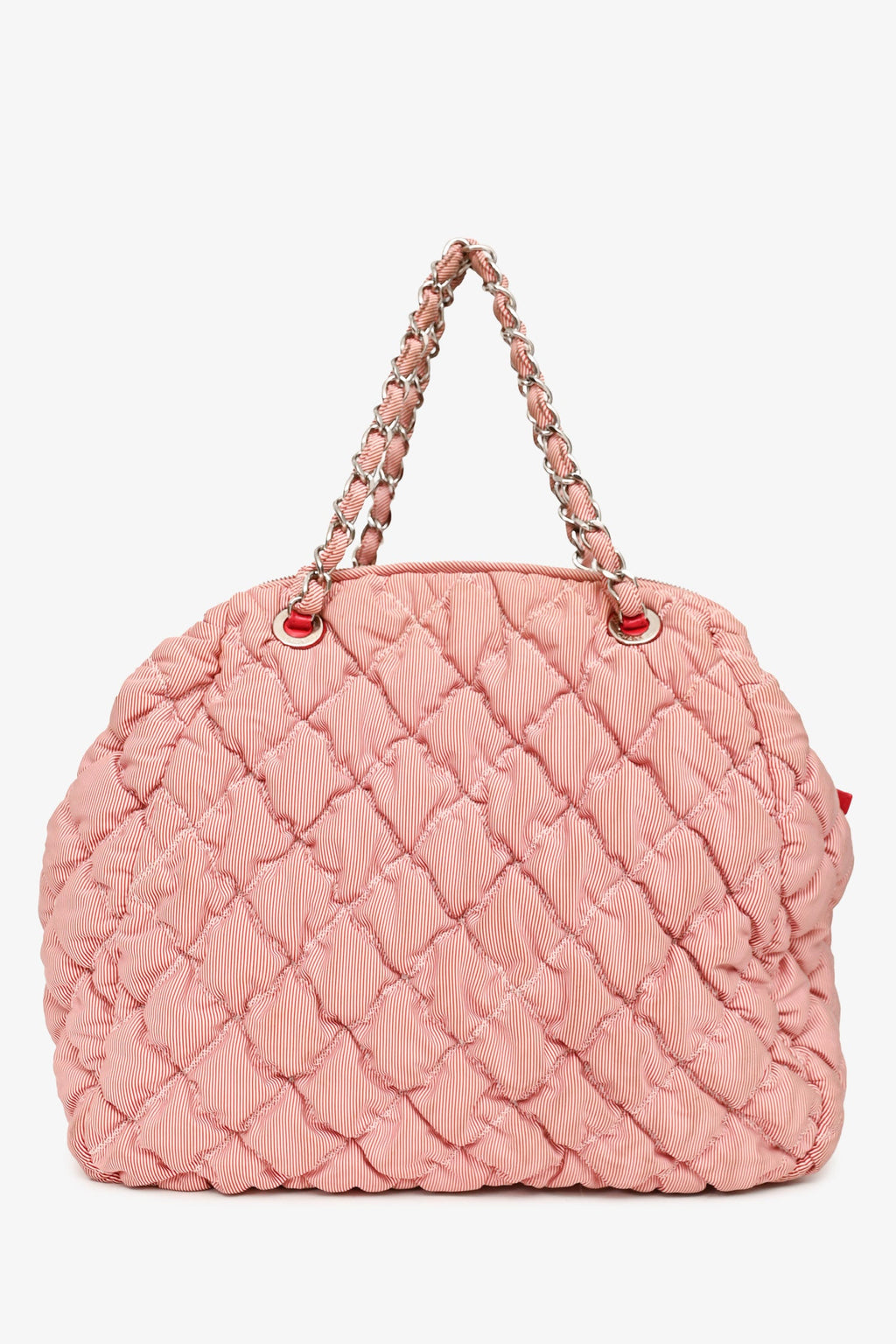 Pre-Loved Chanel™ 2009-10 Red/White Striped Quilted Shoulder Bag