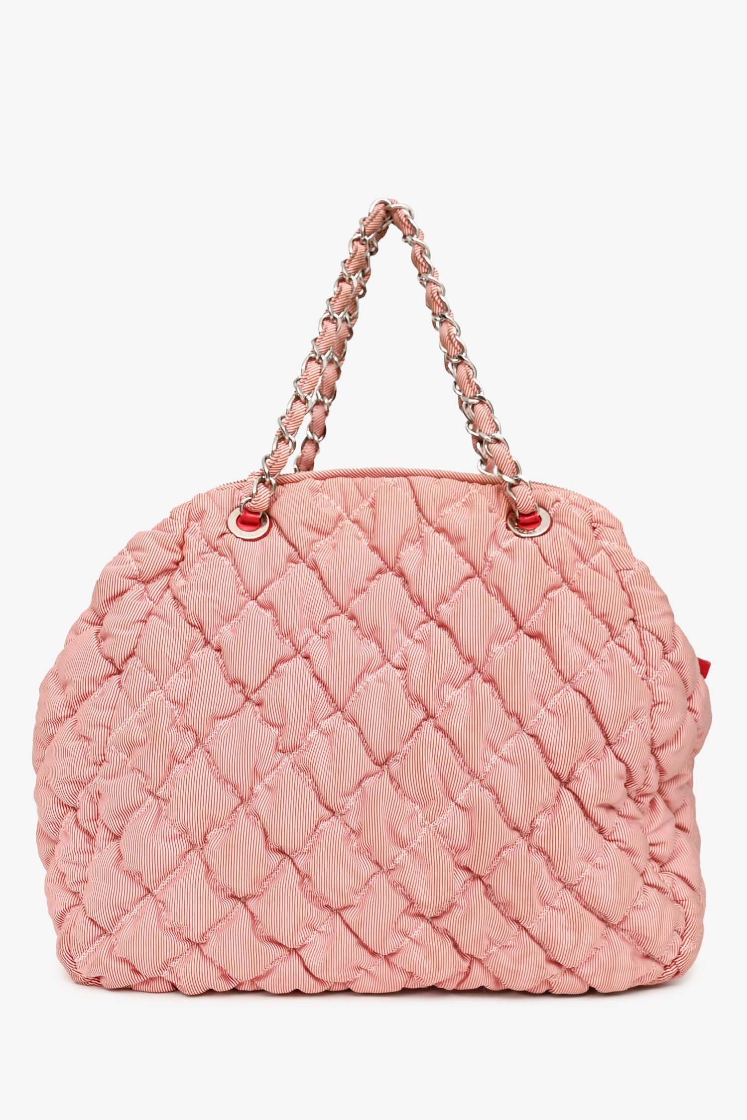 Pre-Loved Chanel™ 2009-10 Red/White Striped Quilted Shoulder Bag