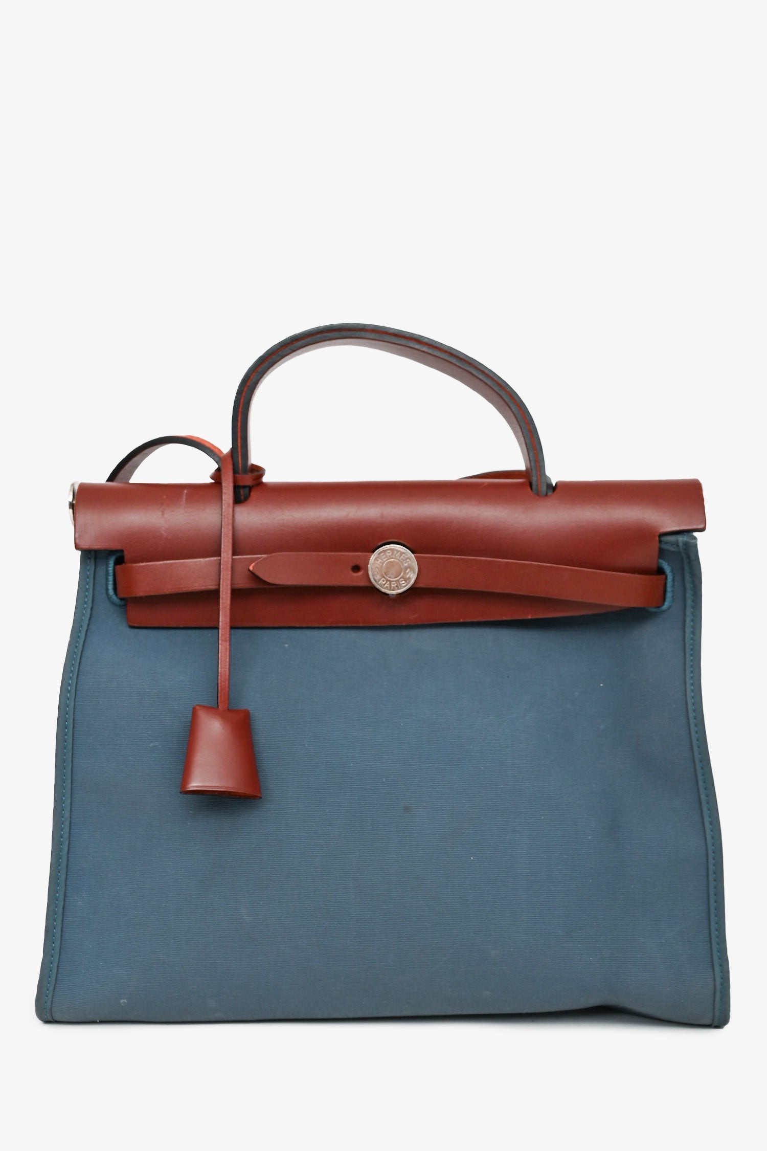 Hermès 2015 Blue/Brown Canvas Herbag 31 With Pouch