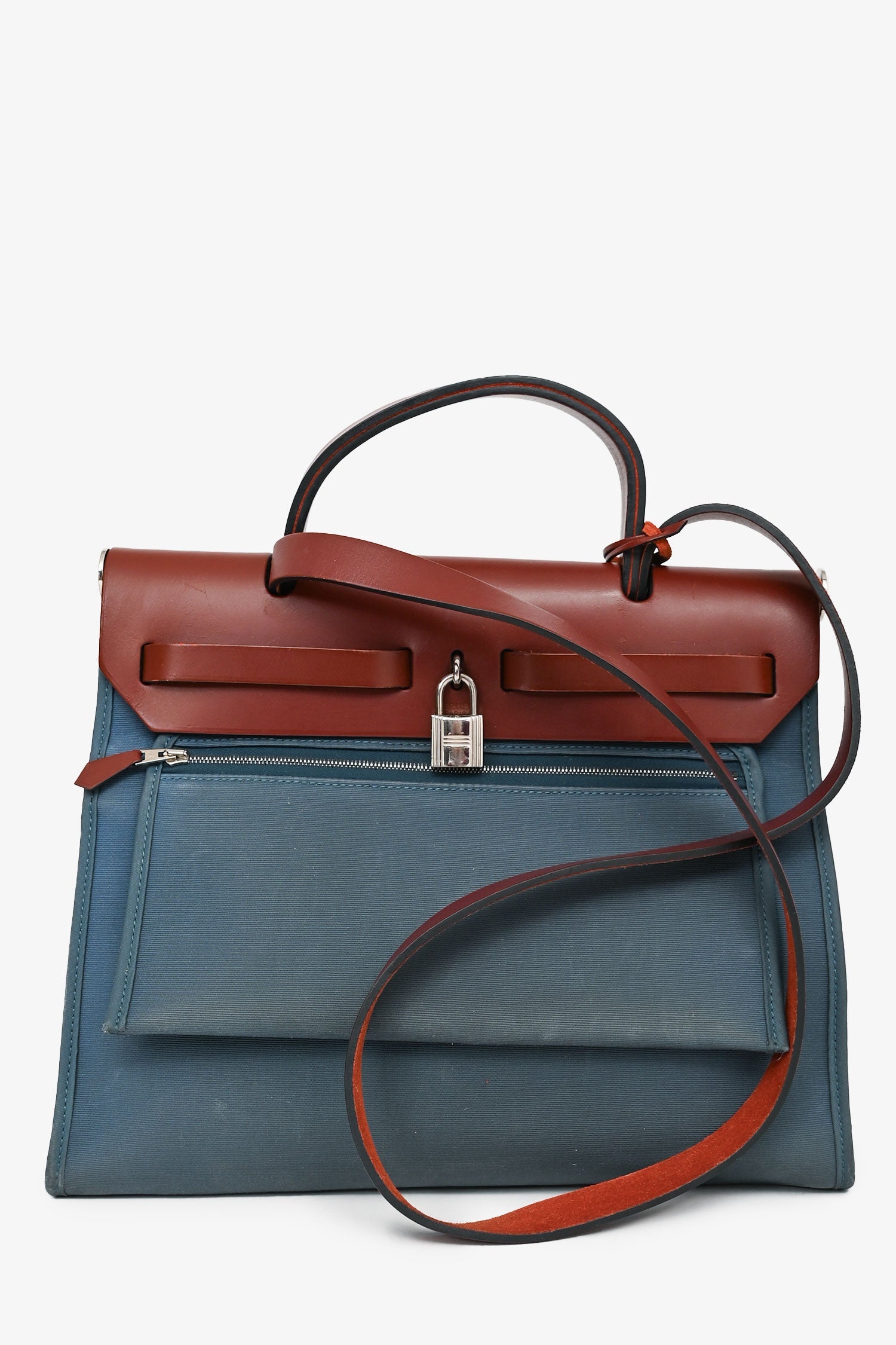 Hermès 2015 Blue/Brown Canvas Herbag 31 With Pouch