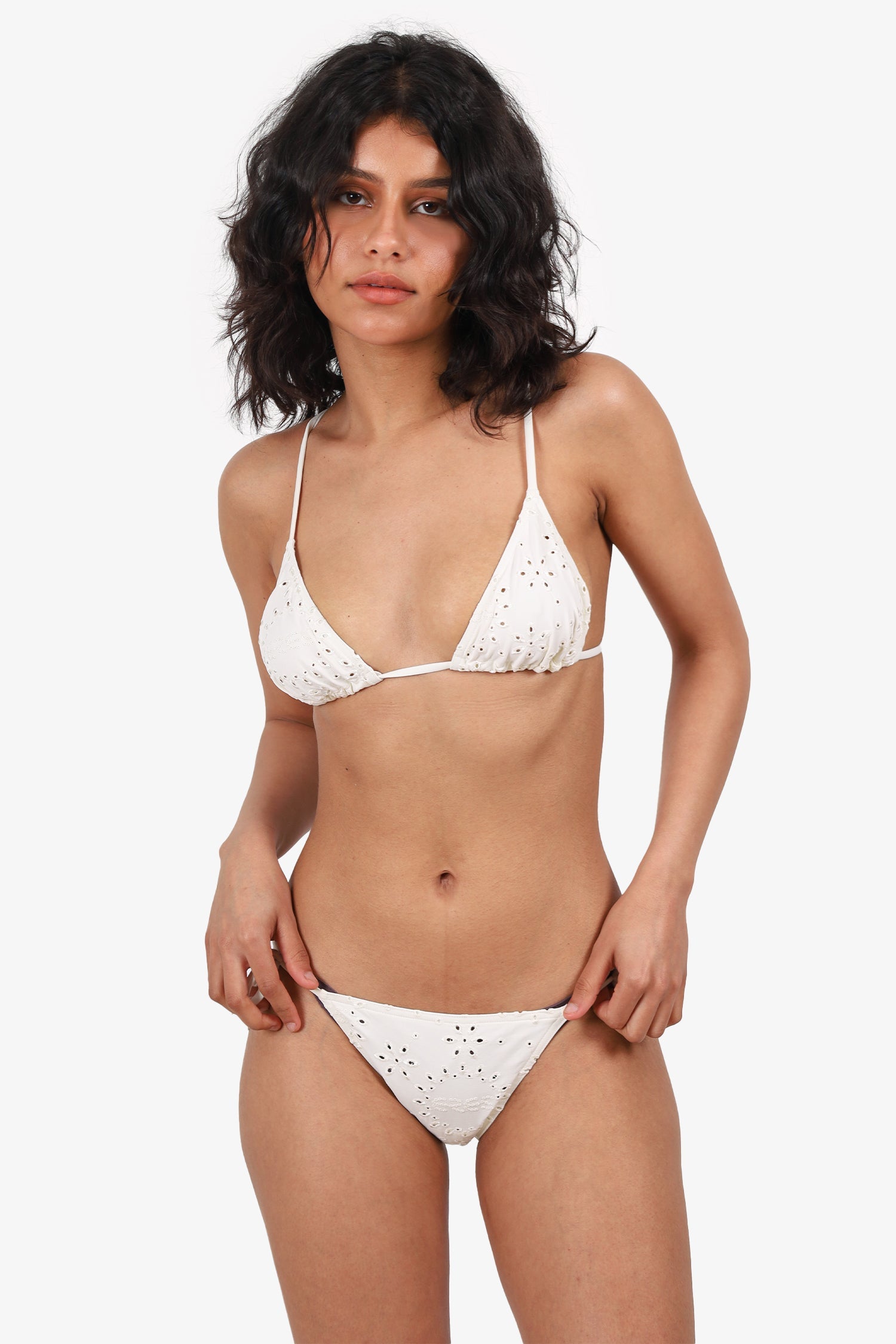 Eres White Anglaise Two-piece Bikini Set Size 6