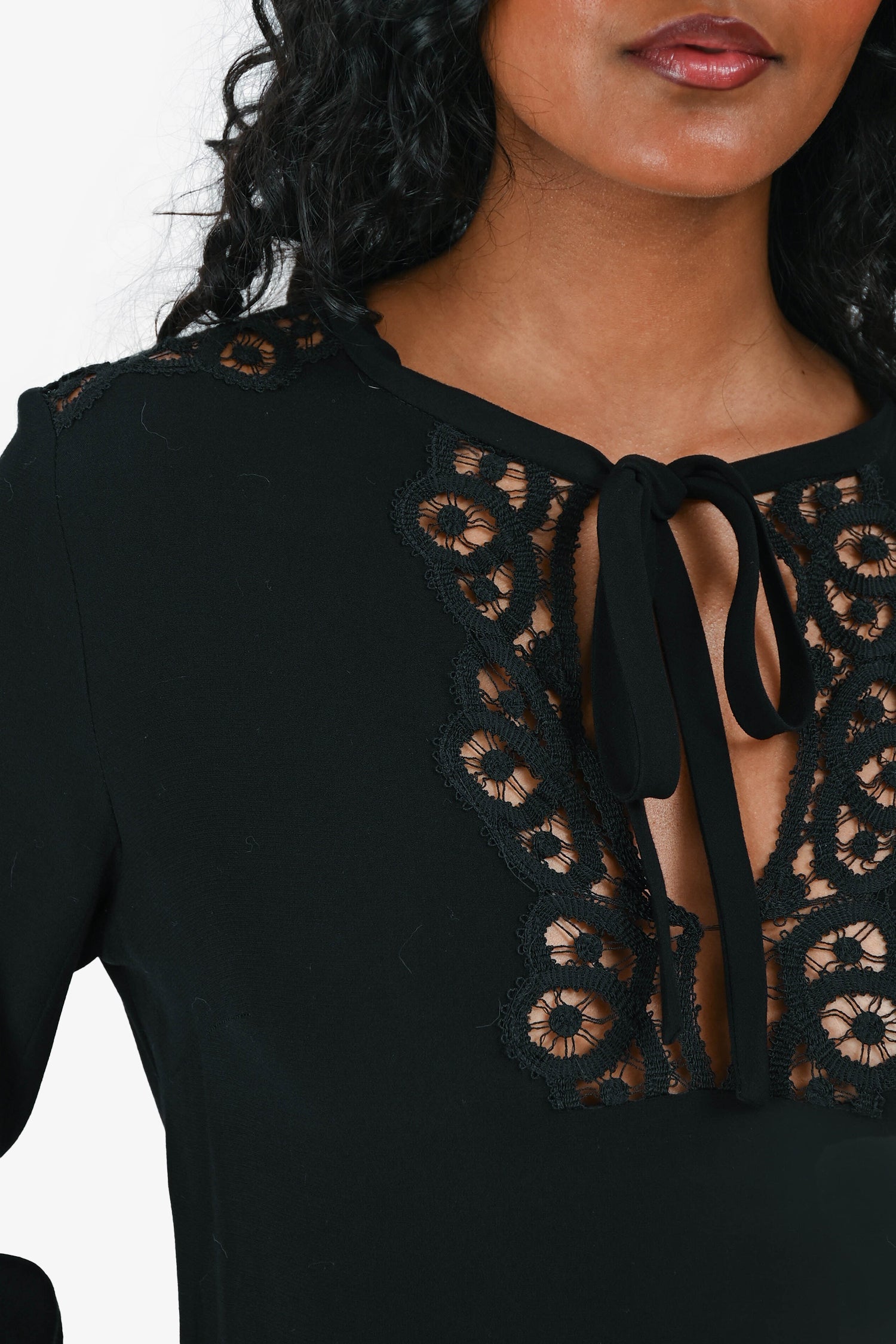 Sandro Black Lace Detail Shift Dress Size 1