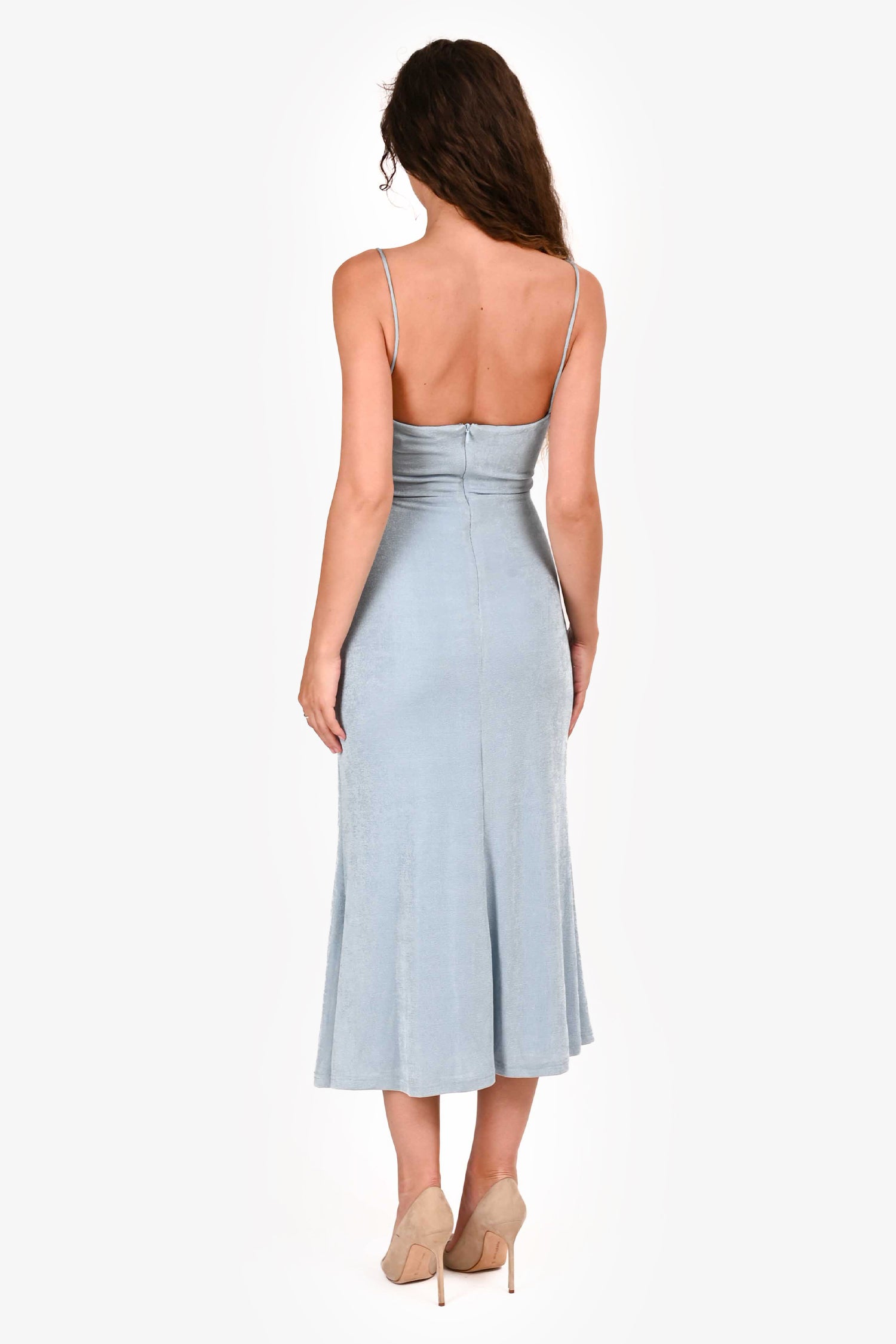 Misha Blue Knit Cutout Midi Dress Size 4