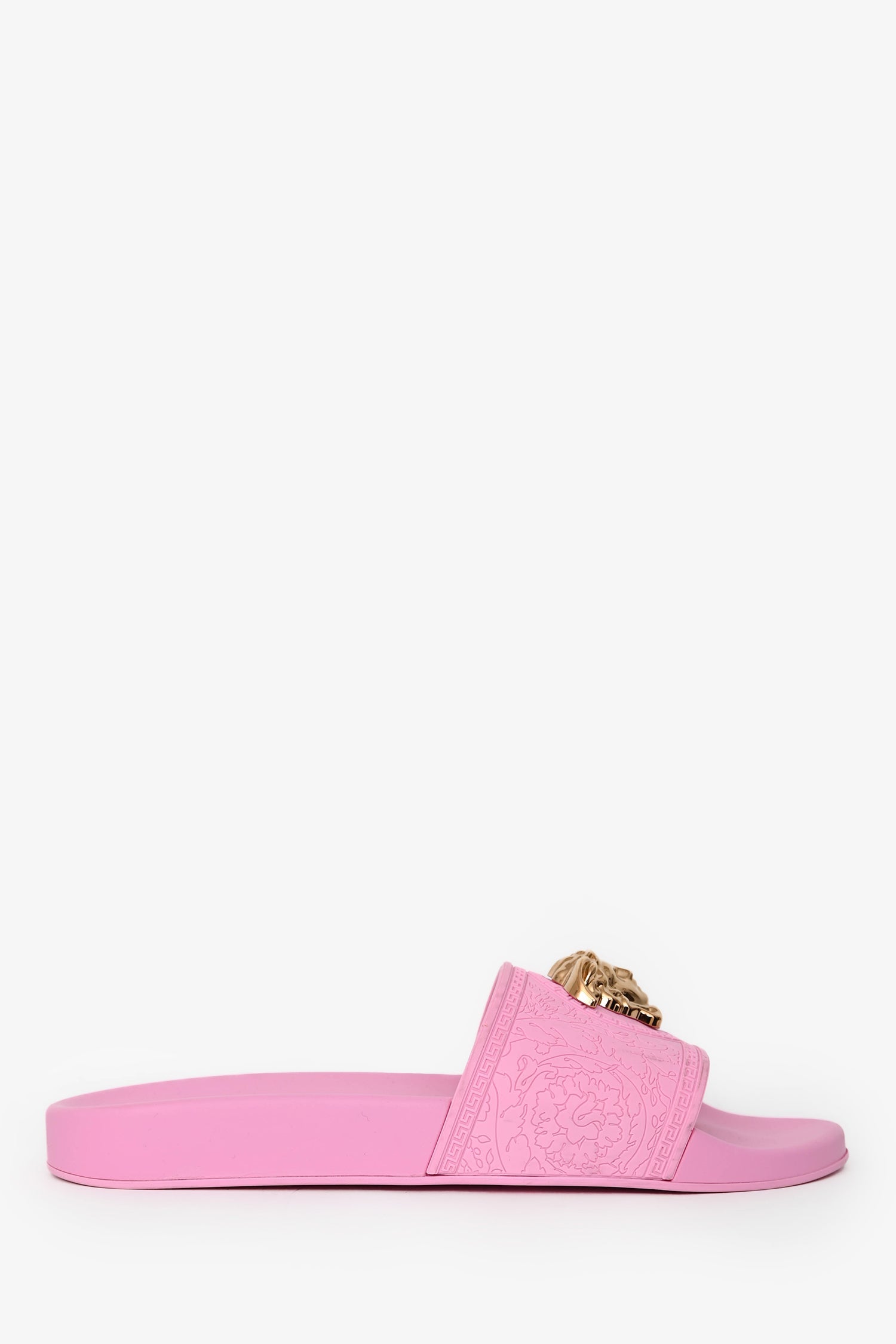Versace Pink Rubber Medusa Pool Slides Size 41